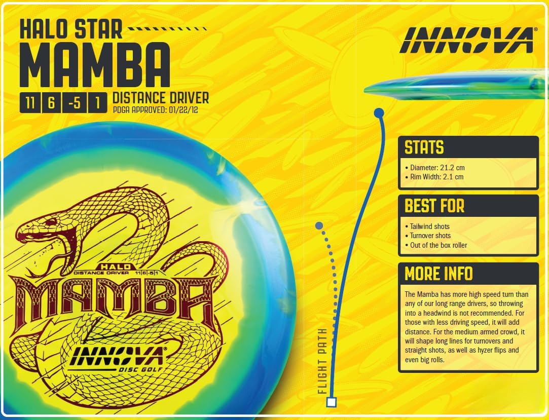 Innova Halo Star Mamba Disc Golf Driver – Disc Golf Distance Driver, Max Distance Driver (Colors Will Vary)