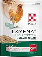 Purina Layena + High Protein Layer Chicken Feed with Black Soldier Fly Larvae - 10 lb for Healthy Egg-Laying Hens