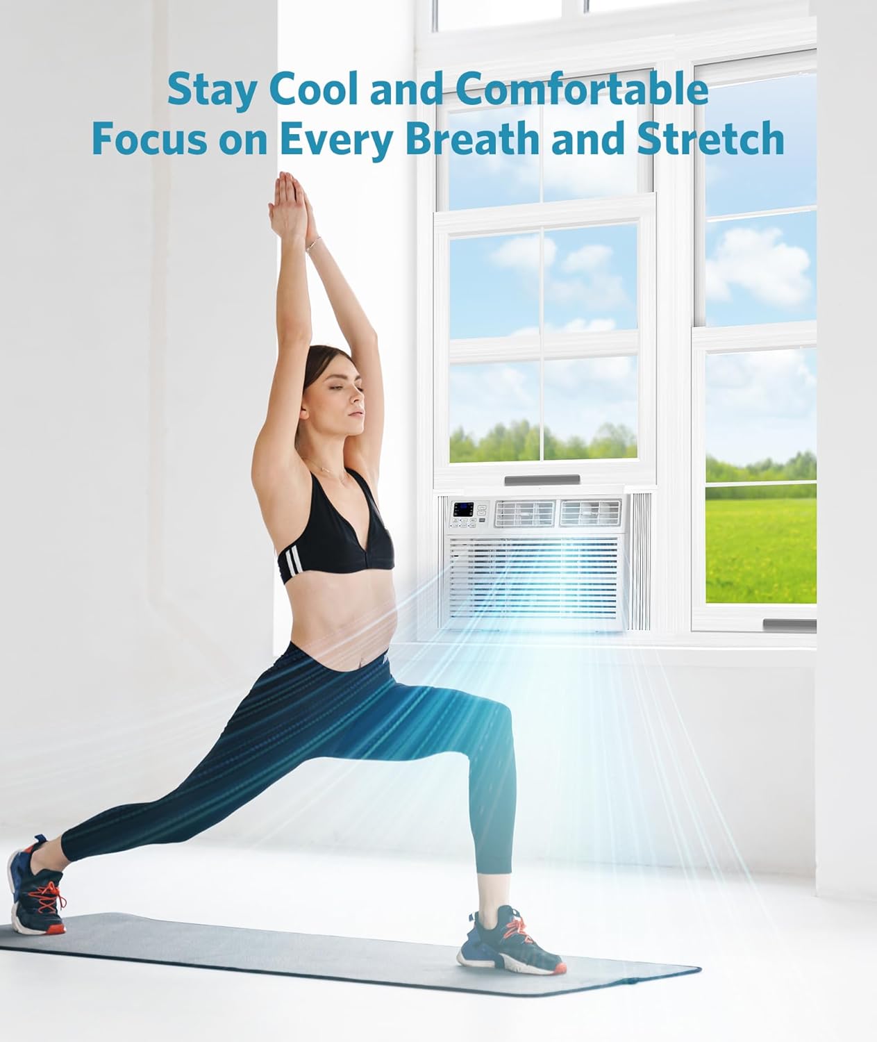 10,000 BTU Window Air Conditioner Cools up to 450 Sq. ft, Ultra Quiet Window AC Unit with Remote Control, 4 in 1 Energy Saving Air Conditioner Window Unit, Sleep Mode, Easy to Install