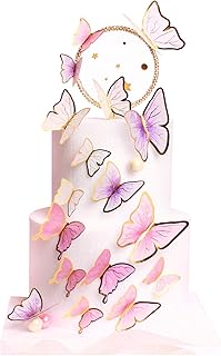 Keaziu Pack of 60 Butterfly Cupcake Toppers Cake Party Cake Decorations Mixed Colour for Birthday Wedding Party Wall Decor...
