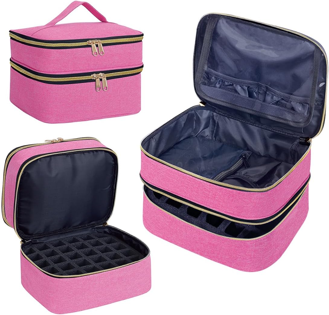 Nail Polish Organizer Bag Double Layer Capacity Portable Travel Storage Case Holds 30 Bottles (15 ml/0.51 floz) Nail Supplies Holder Bag Designed for Women’s Nail Tools Rose Red Nail Polish Organizer Bag Double Layer Capacity Portable Travel Storage Case Holds 30 Bottles (15 ml/0.51 floz) Nail Supplies Holder Bag Designed for Women’s Nail Tools Rose Red