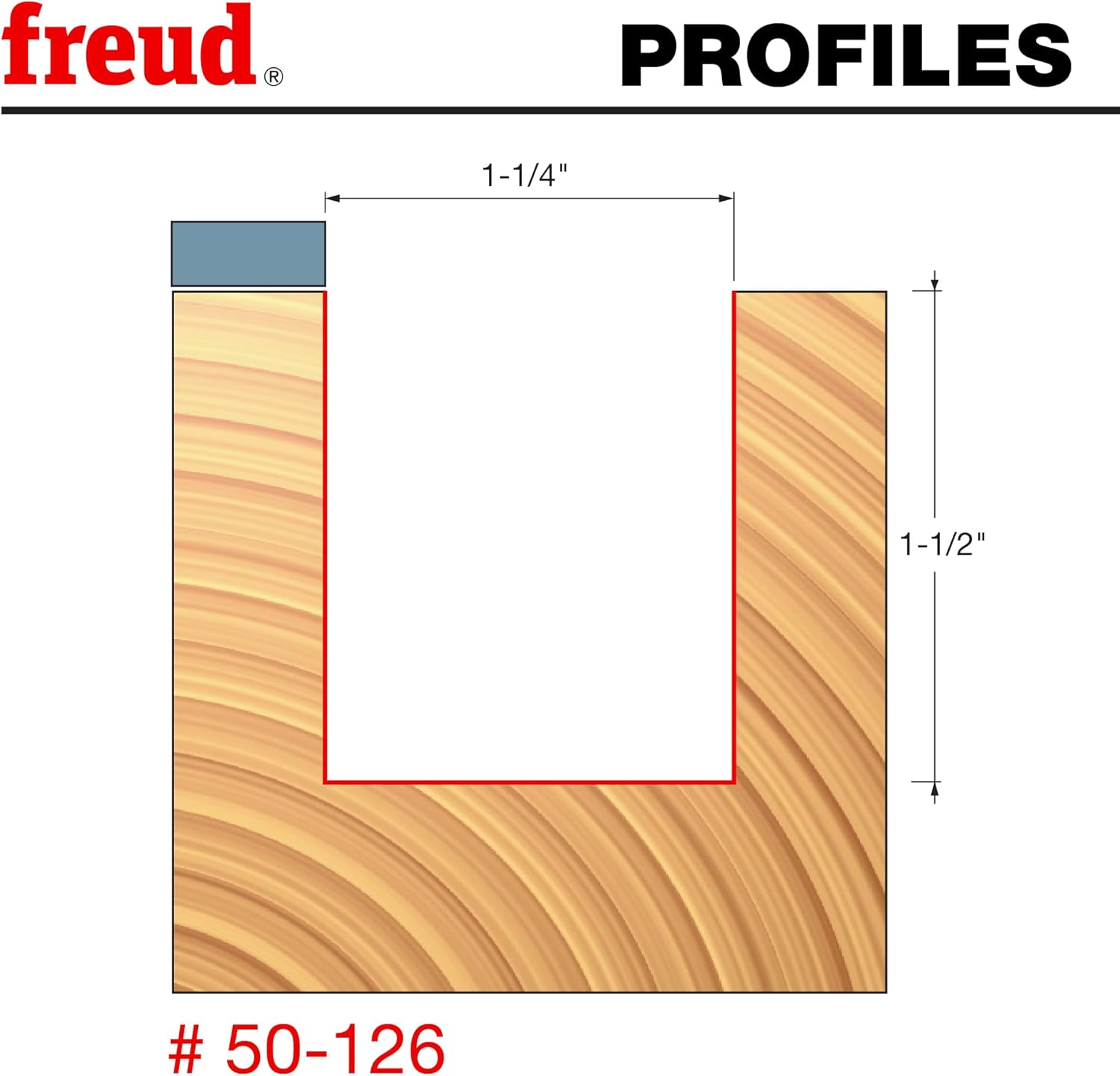Freud 50-126: 1-1/4" (Dia.) Top Bearing Flush Trim Bit with 1/2" Shank