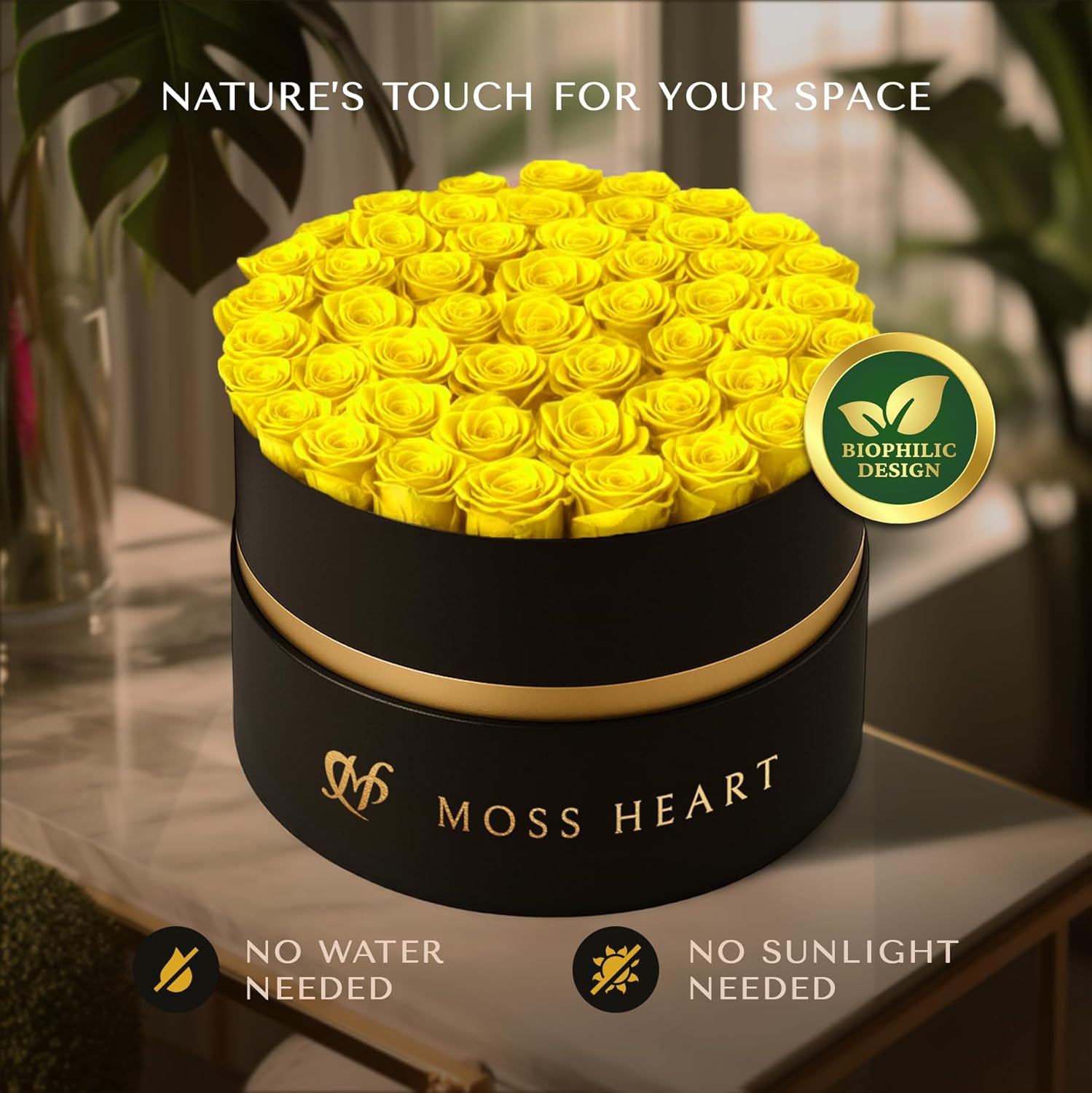 50 Preserved Roses in Designer Round Box, Real Forever Roses, Long-Lasting 1+ Year, No Watering, Luxury Home Décor Arrangement, Valentine’s Day Gift for Wife or Girlfriend - Image 9