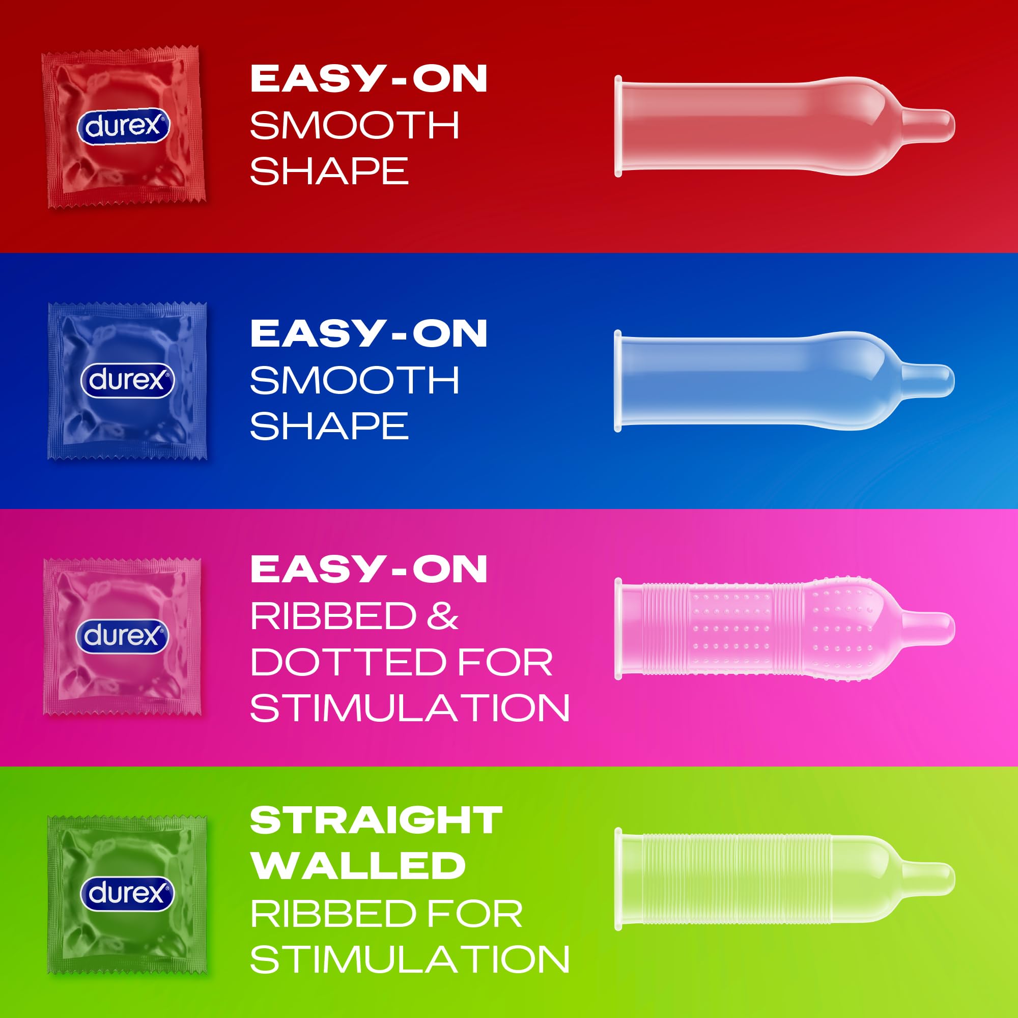 Durex Surprise Me - Paquete variado, 80 condones (40s x 2), ajuste estrecho y regular | Thin Feel, Pleasure Me, Originals Extra Safe, Tickle Me, mezcla ajustada y ajuste regular, mezcla de grosor, paquete variado