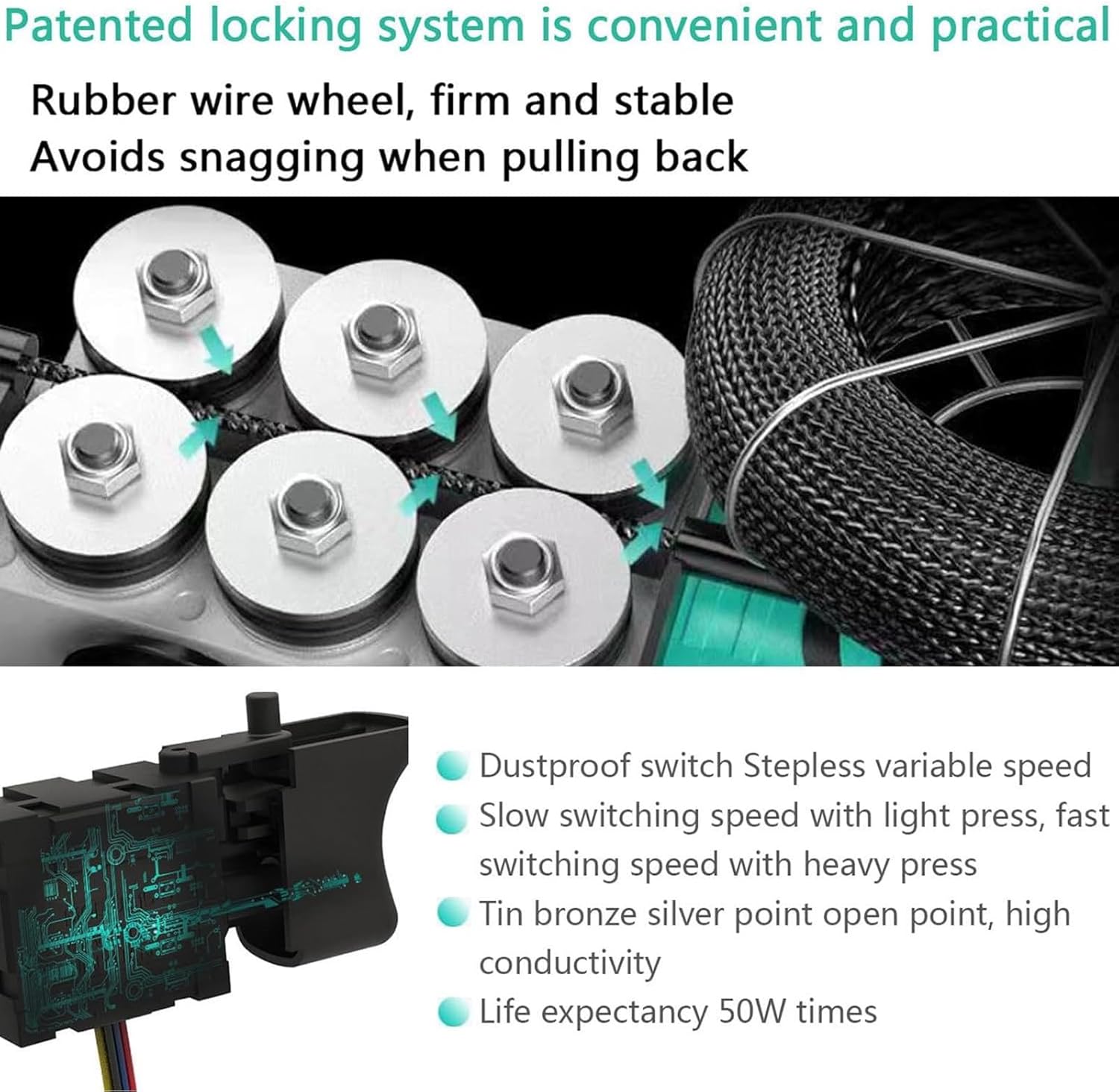 Automatic Wire Stringing Machine Battery Automatic Fish Tape Tools Wire Threading Electric Cable Lead Pipe Wearer Stringing Machine Wall Electrical Wire Threader, Cable Threading Tool,1*Battery
