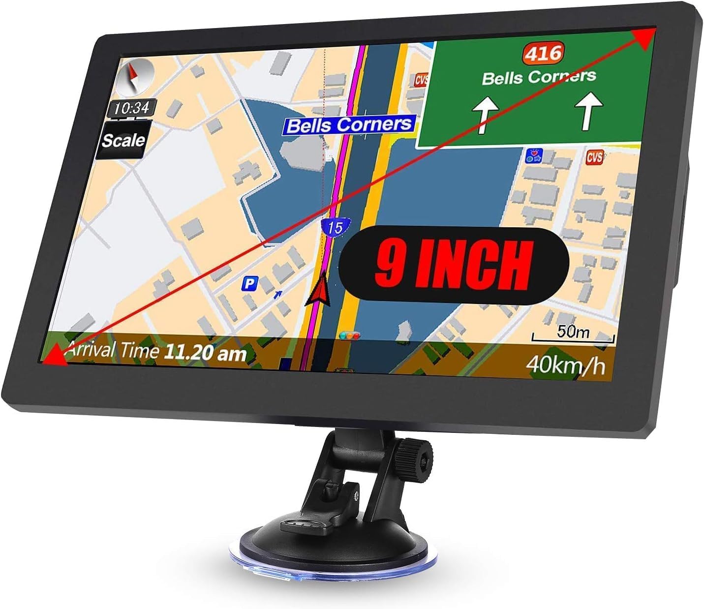 Navigatore GPS per auto e camion, schermo touch da 9 pollici, mappe del 2025 per camper con supporto GPS, guida vocale passo per passo, avviso di velocità e di semaforo rosso, pianificazione della rot