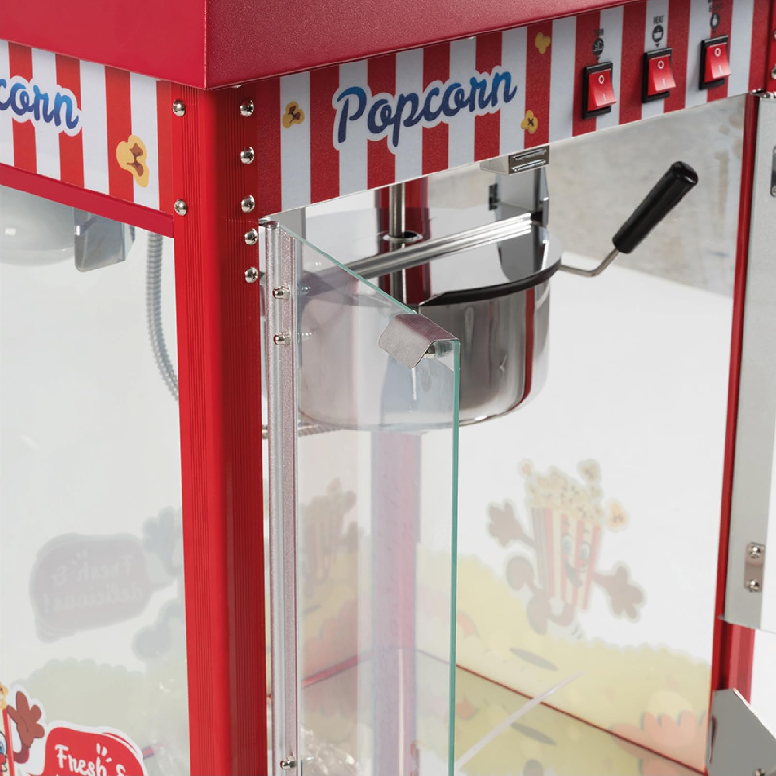 Palomitera Grande con Carrito Portátil, Olla Extraíble e Iluminación, Color Rojo Americano, Ideal para Fiestas y Eventos. Máquina de Palomitas con Potencia de 1350 W y Gran Capacidad.