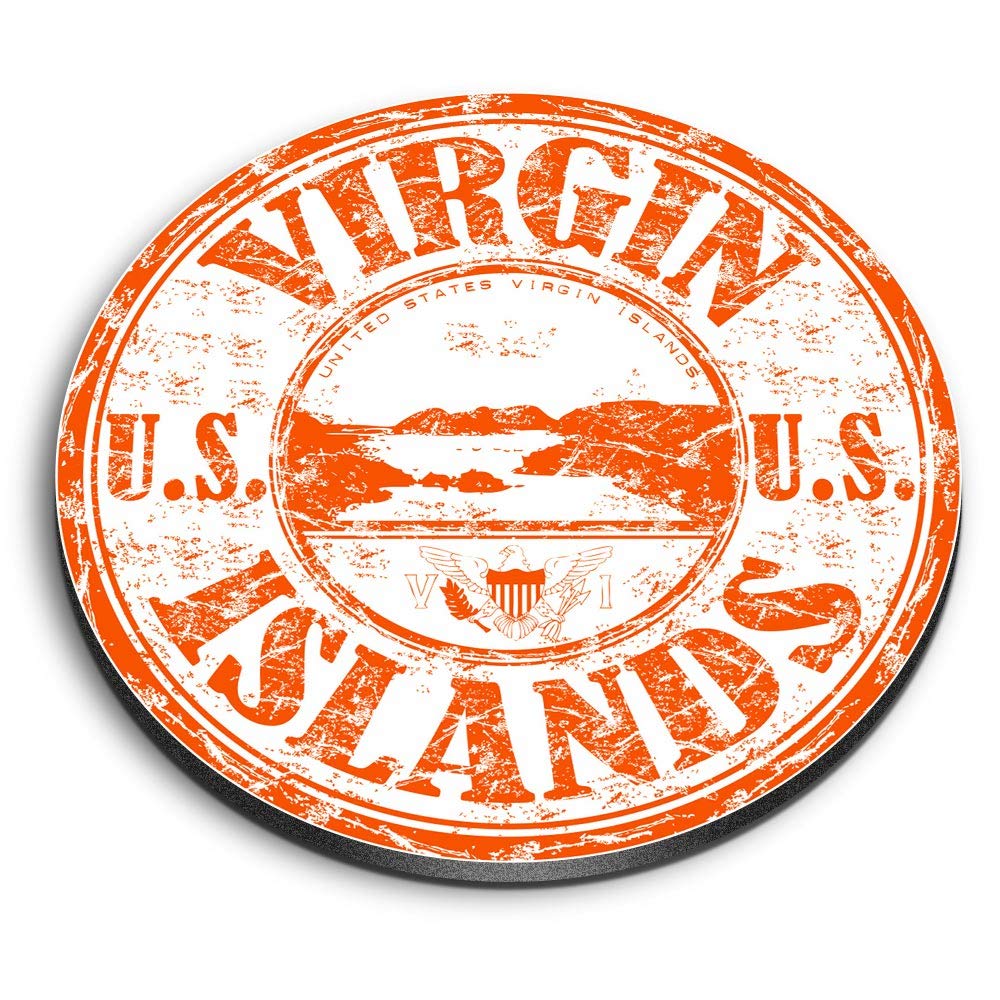 Destination Vinyl Ltd Multicolor 1 X Round Mdf Magnet - United States Virgin Islands Travel 5867