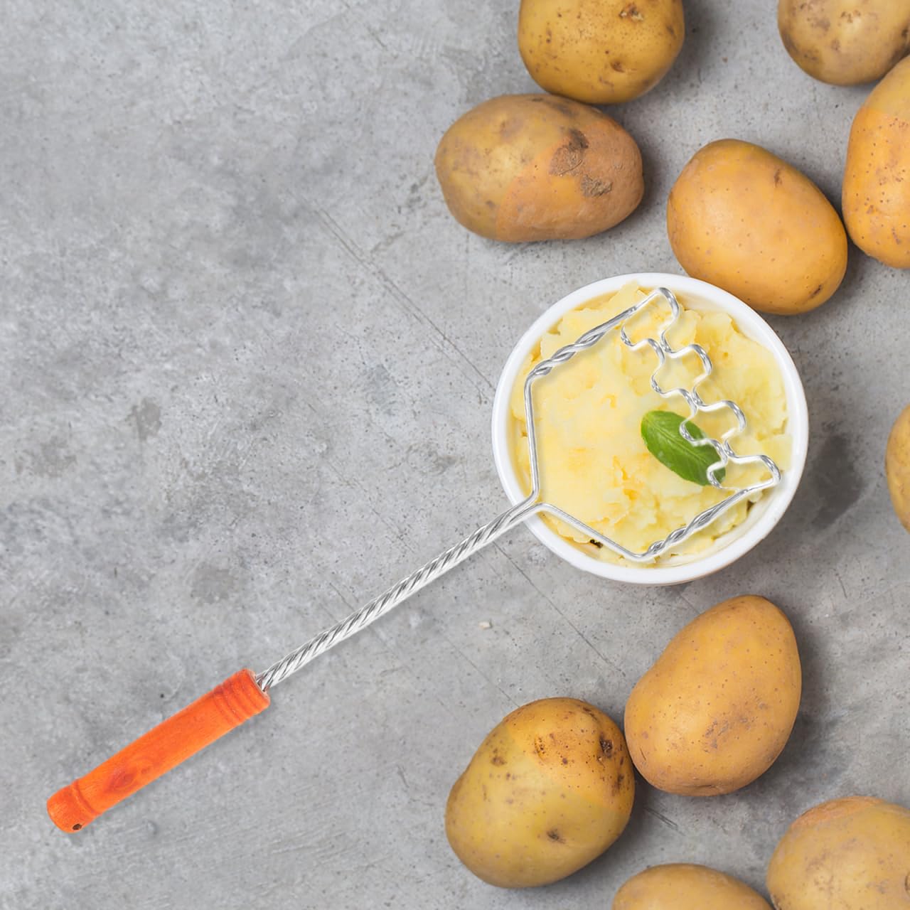 Hemoton Handkartoffelstampfer Edelstahldraht Stampferplatte Manuelle Bohnenstampfer Ricer Kartoffelpüree Werkzeug mit Holznadel für Kartoffeln Gemüse Obst