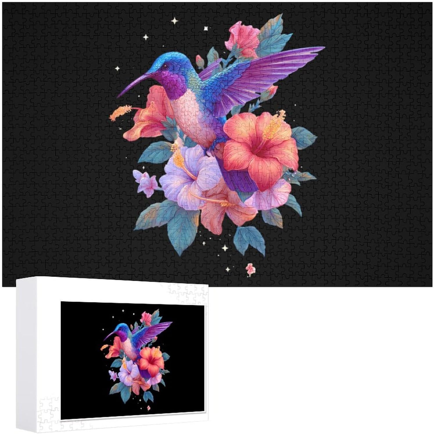 Hummingbird Flower Puzzles for Adults 1000 PCS Wooden Jigsaw Puzzle Wall Decor Christmas