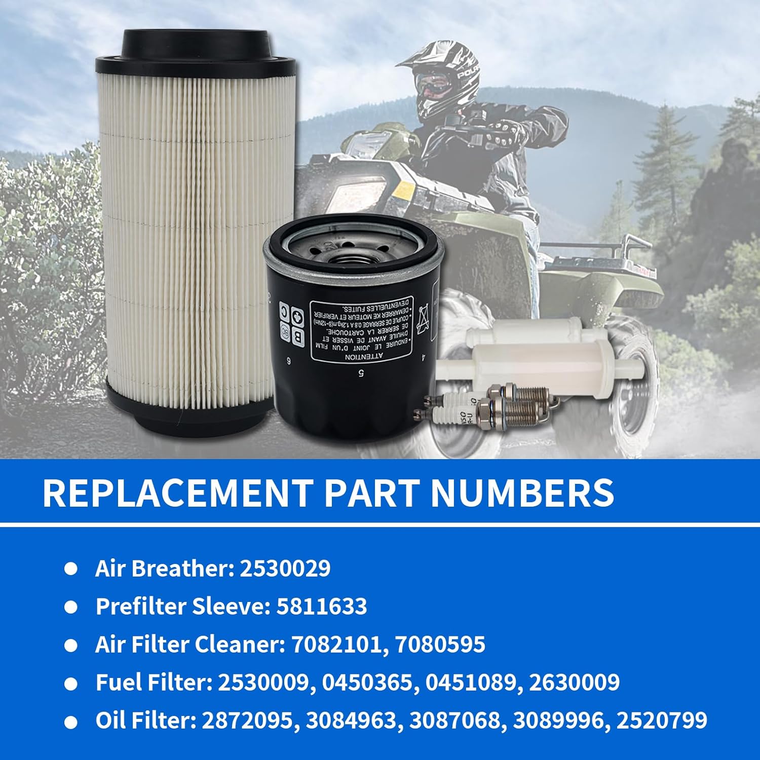 Fuel Oil Air Filter Breather Sleeve Kit Compatible with Polaris Sportsman 400/500/700, Scrambler 500, Magnum 500 (1999-2010 Models) ATV Maintenance Kit