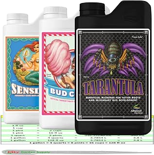 Advanced Nutrients Tarantula, Bud Candy and Sensizym 1 Liter Set with City Garden Conversion Chart, Pipette