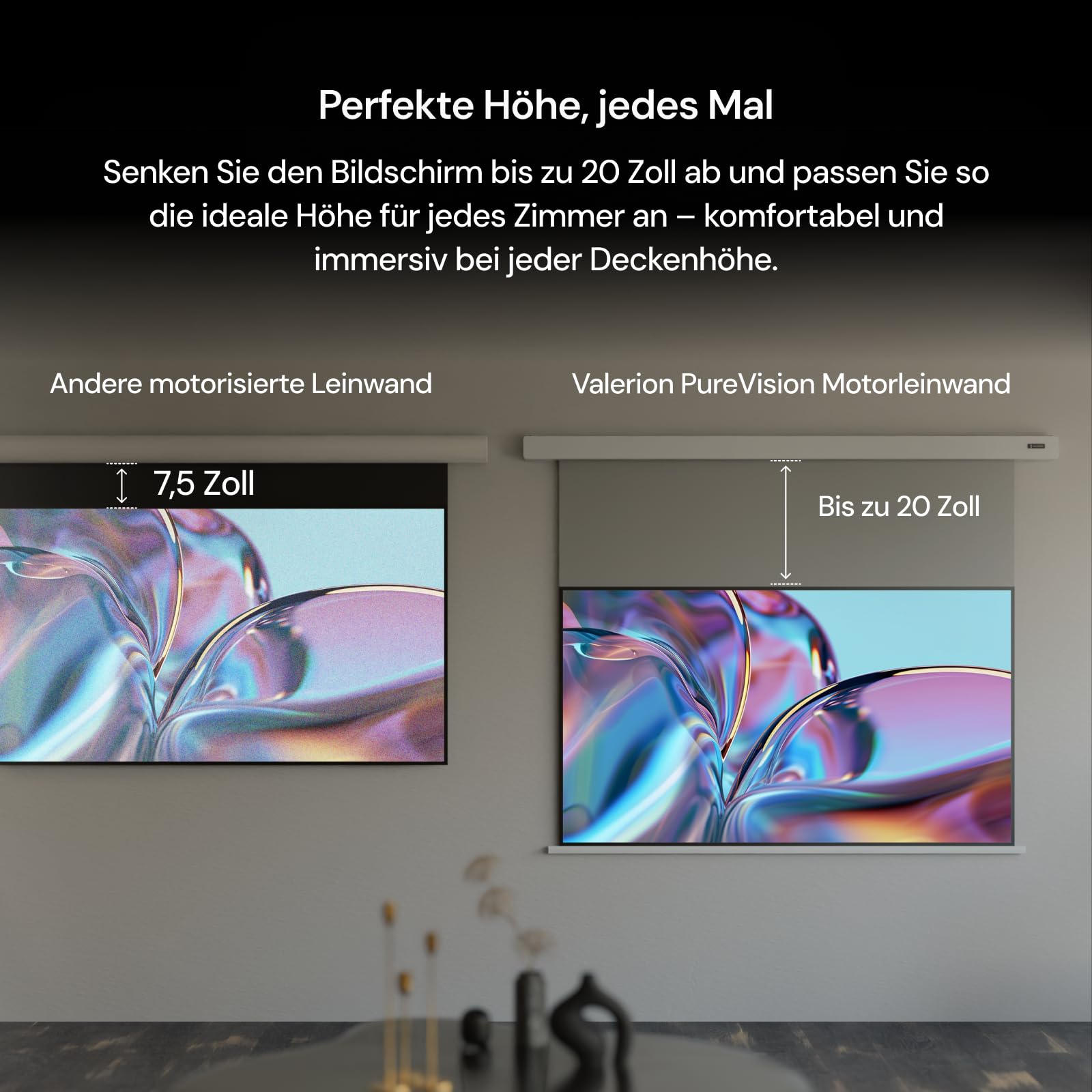 AWOL Valerion 100" Motorisierte Projektorleinwand – Mattweiß, Zero-Speckle, leise & glatt abrollbar für Heimkino