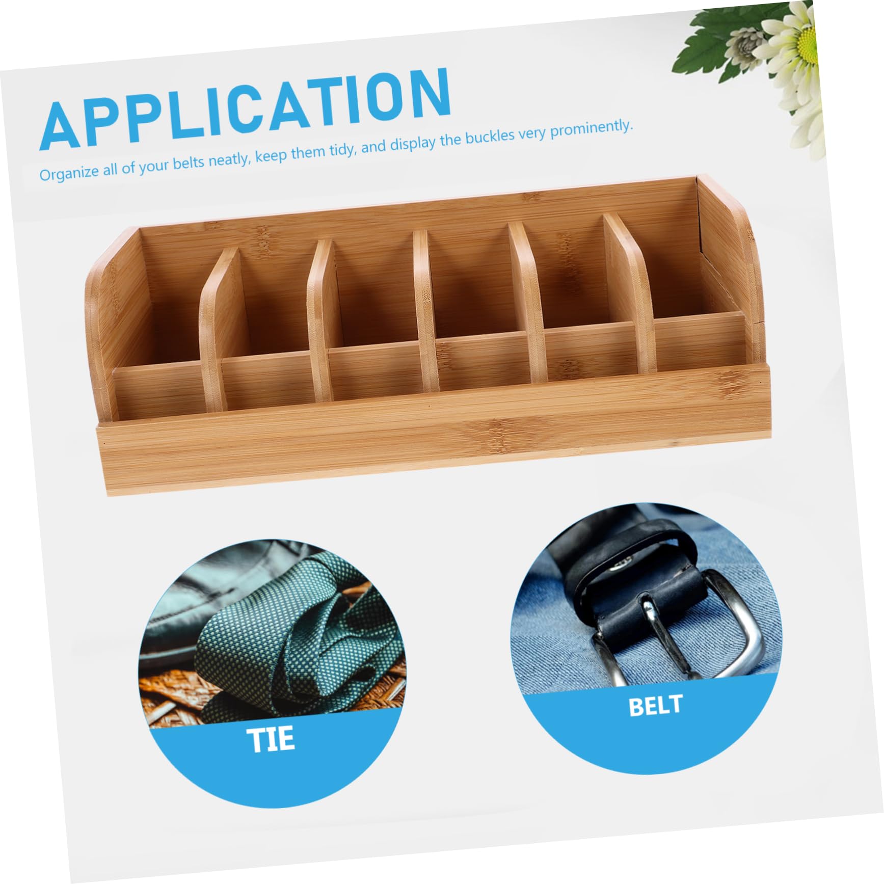 SOESFOUFU Belt Holder Organizer Bamboo Belt Display Stand 6-Compartment for Store Counter