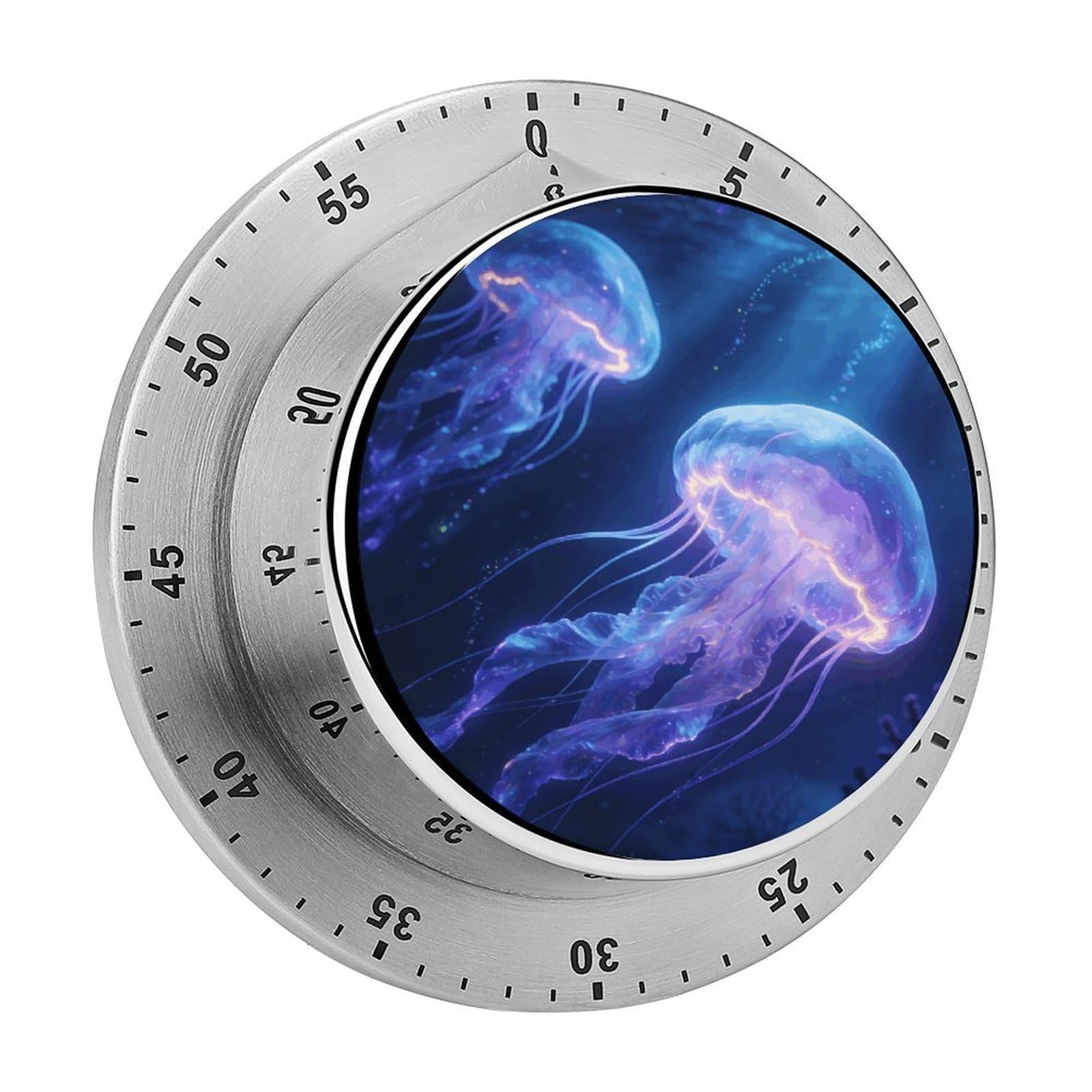 Jellyfish Timer Exquisite Stainless Steel Body Desk Visual Timer with Loud Alarm 60-Minute Mechanical Countdown Timers Magnetic Backing Cooking Kitchen Timers for Work