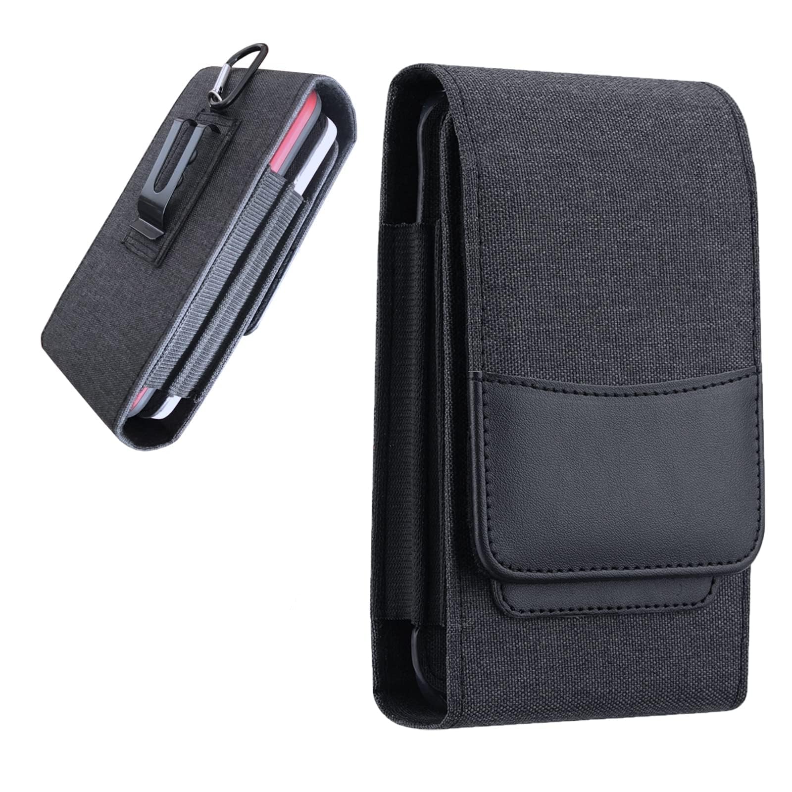 NALACAL Two-in-One Phone Case, Dual Phone Holster with Belt Clip Multi-Phone Pouch Velcro Closure Dual Phone Pouch Two-Phone Holster for Phone Under 6.1in iPhone 13 Pro Max12 Pro Max G22 Edge 30 Pro