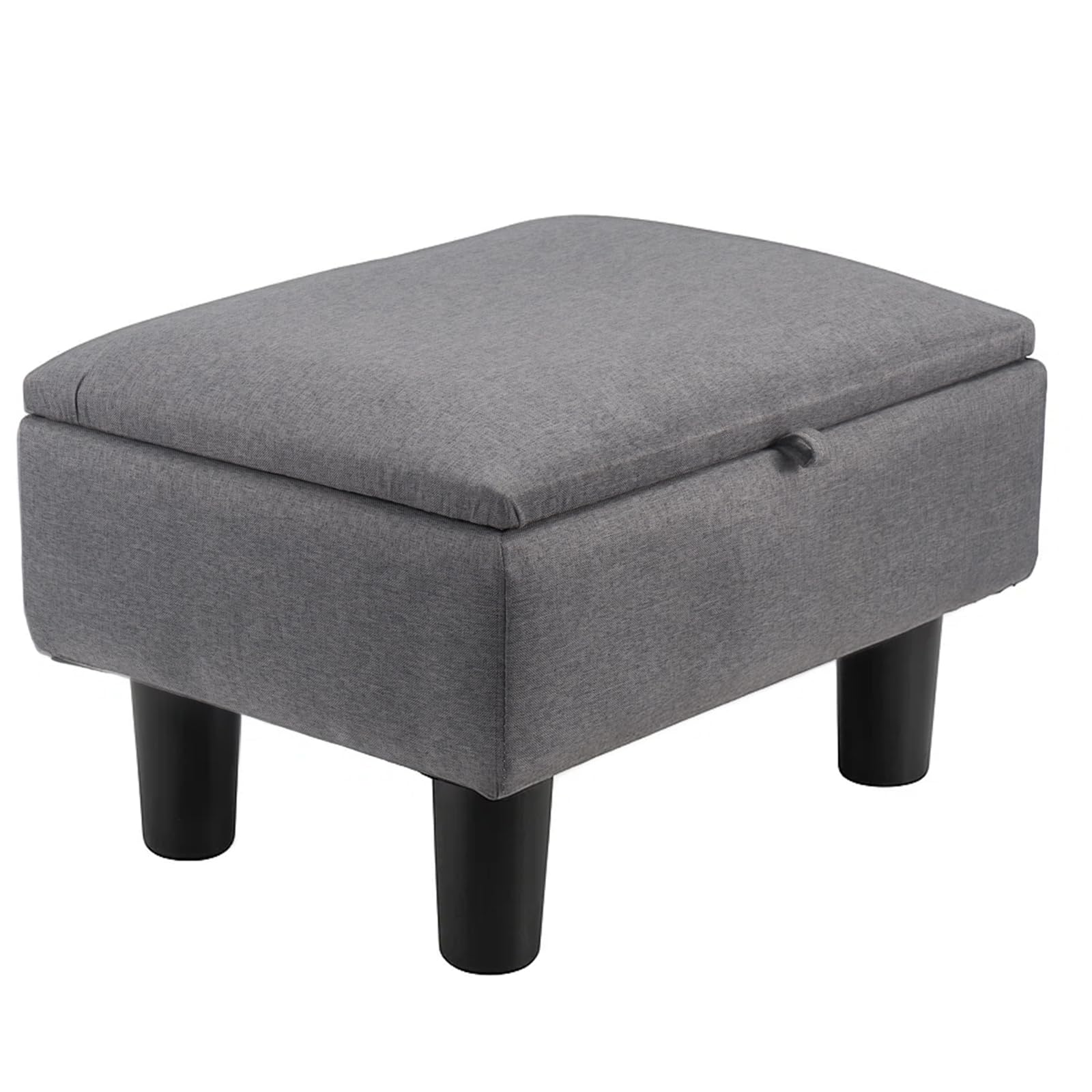 ANYVOYAGE Footstool with Storage, Fabric Small Ottoman Footstool with Padded Seat, Sofa Footrest Extra Seating for Bedroom Living Room Entryway, 15.7"×11.8"×9.4", Dark Grey