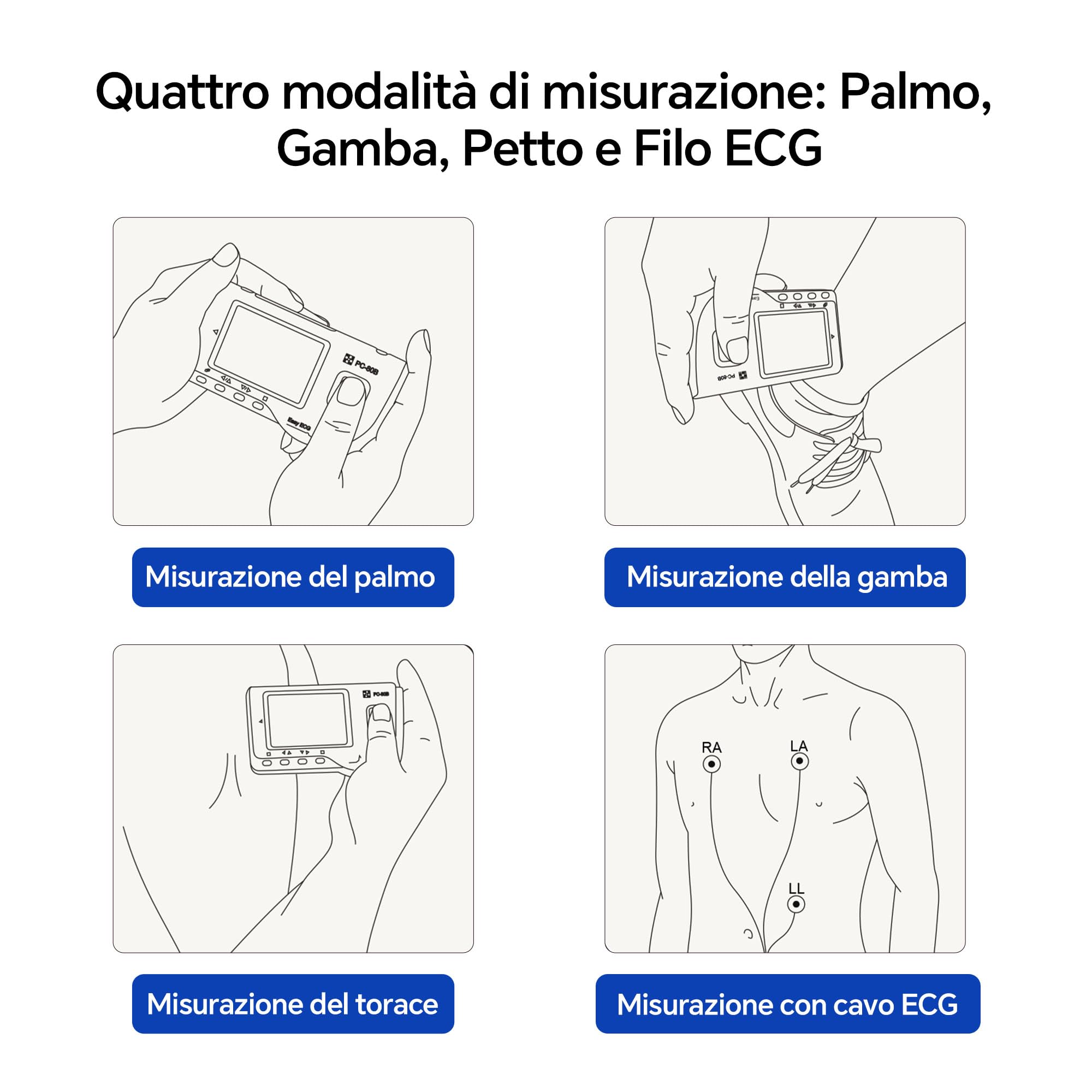 ECG Portatile a 3 Derivazioni con Analisi Algoritmica – 22 Ore di Registrazione Continua, Schermo LCD Integrato, Compatibile con Mac e Windows, Ideale per Uso Domestico