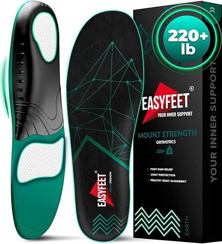 Plantillas de apoyo para el arco con fascitis plantar para hombres y mujeres, 220+ libras, para pies planos, ortopédicas de arco alto para aliviar