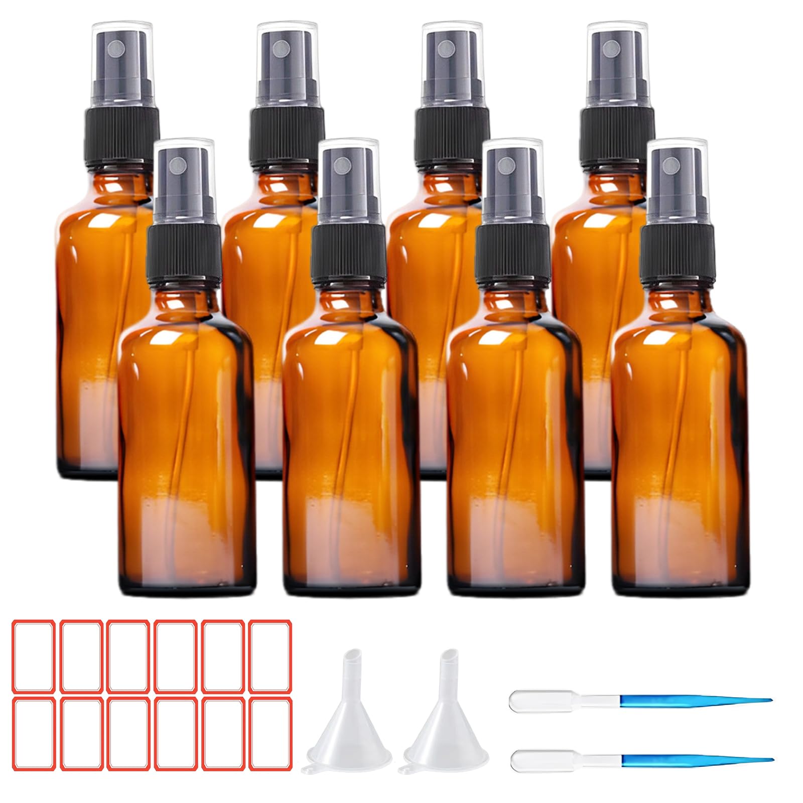 GBACHOOSE - 8 Flaconi Spray Per Profumo In Vetro 30 Ml - Vuoti, Trasparenti E Ricaricabili - Per Viaggi E Oli Essenziali