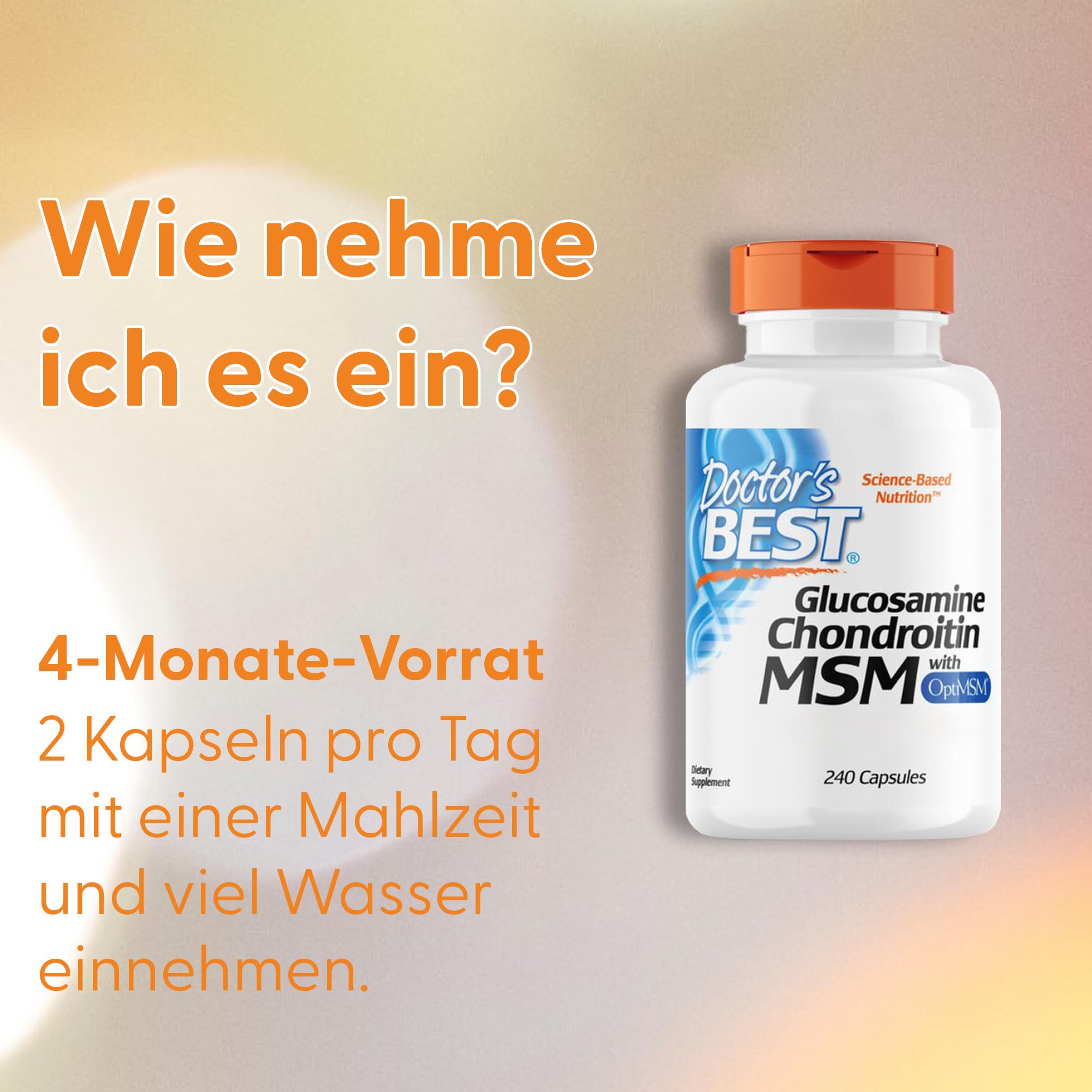 Doctor's Best, Glucosamin-Chondroitin MSM, mit OptiMSM, 240 Kapseln, Laborgeprüft, Sojafrei, Glutenfrei, Ohne Gentechnik