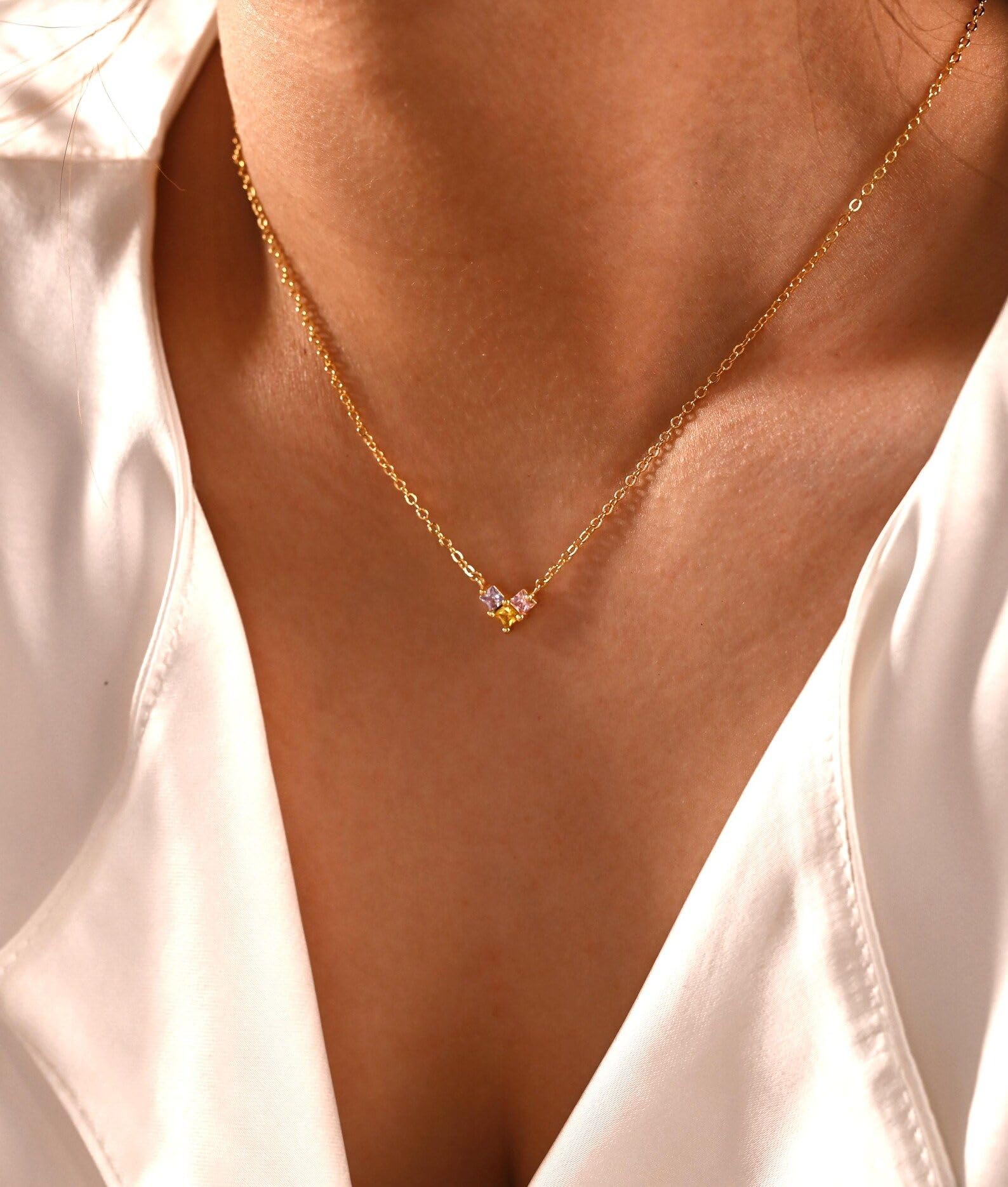 Amanti cuore collana con pietra portafortuna, delicato donna amore compleanno per lei Natale