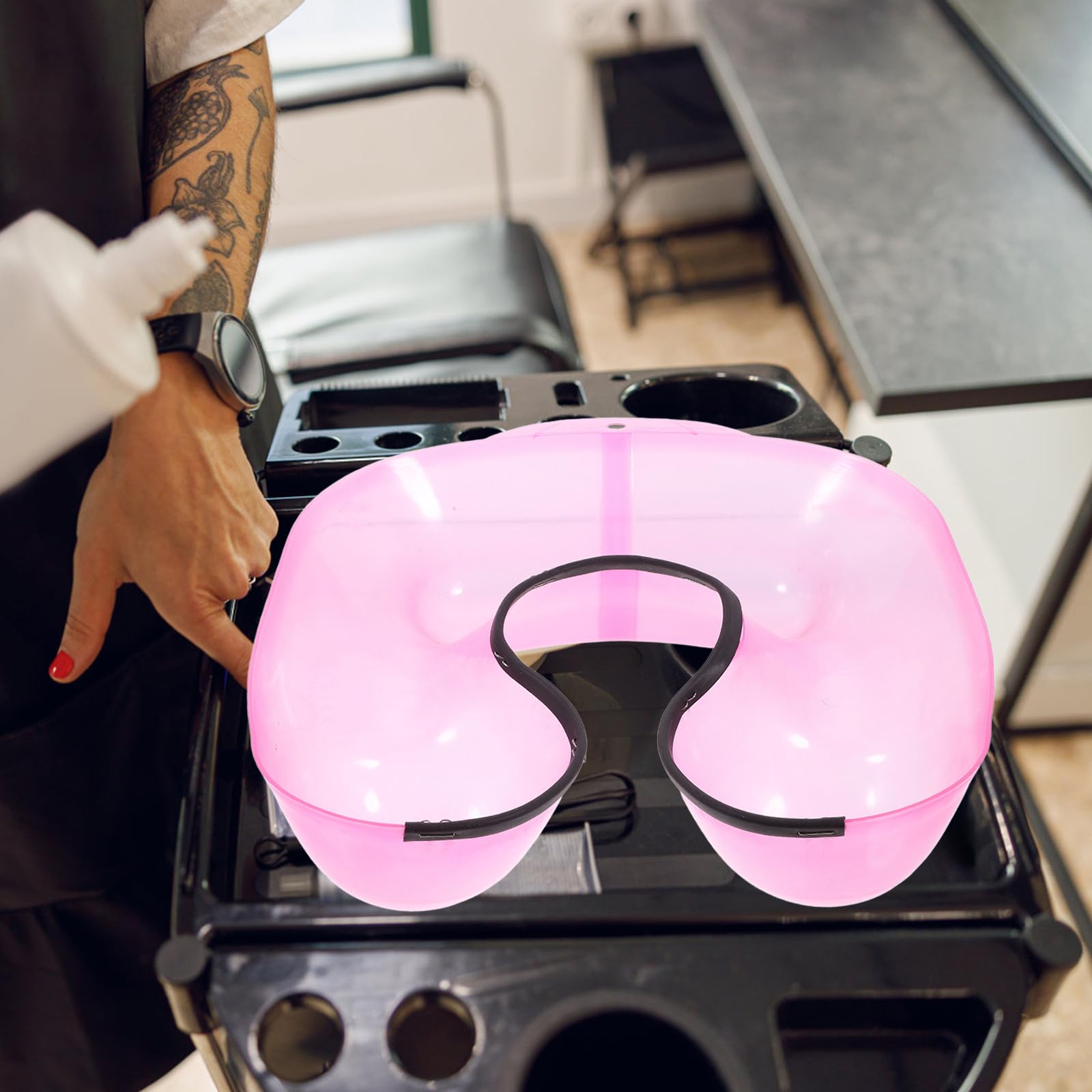 DOITOOL Bandeja Cuello de Peluquería Abs Rosa, Resistente y Fácil de Almacenar para Teñir y Permanente, Adecuado para Uso Profesional en Salón o DIY