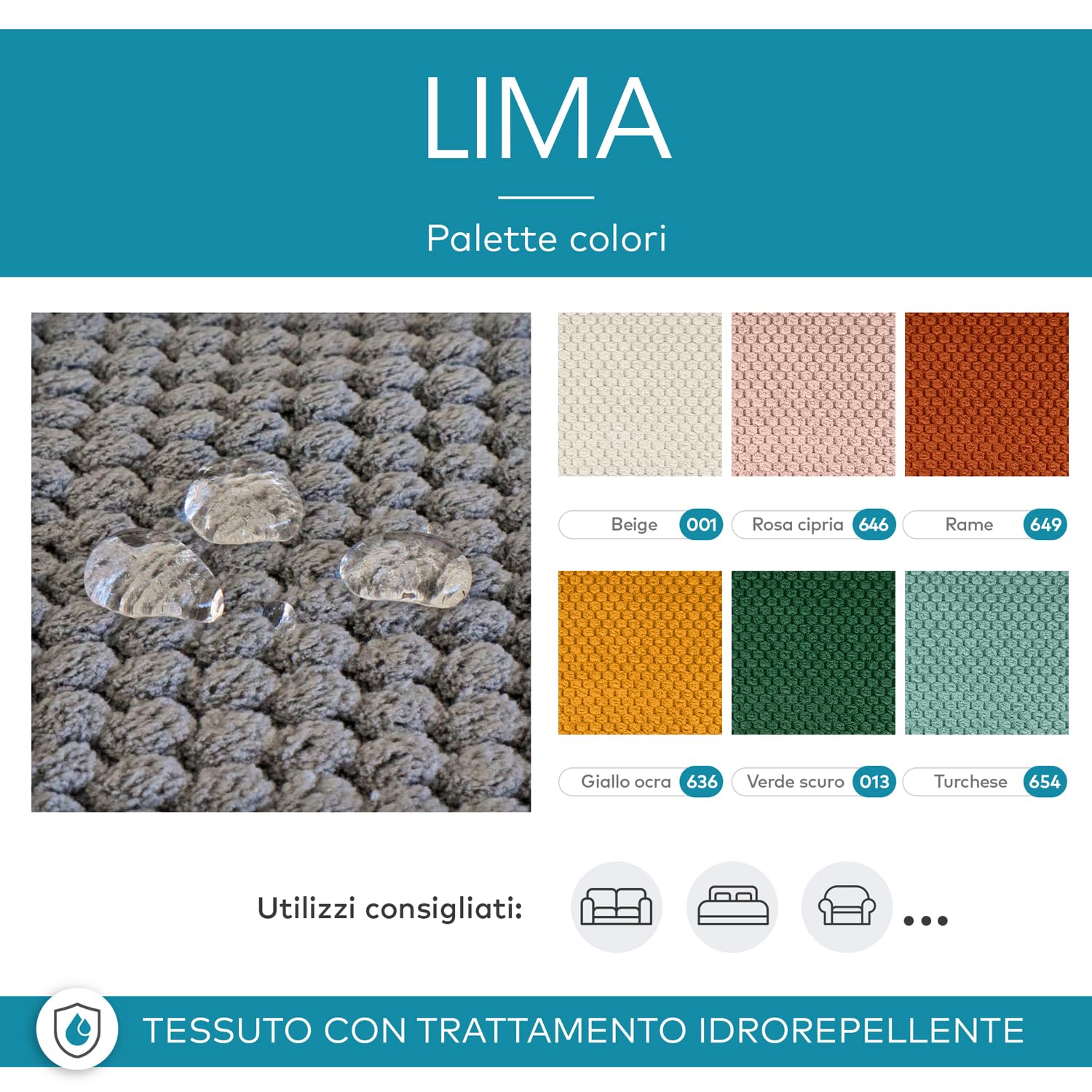 DESHOME Lima 30 metros – Tela al metro impermeable efecto terciopelo: tela para sofás, cojines, sillas, tapicería, decoración papel de azúcar