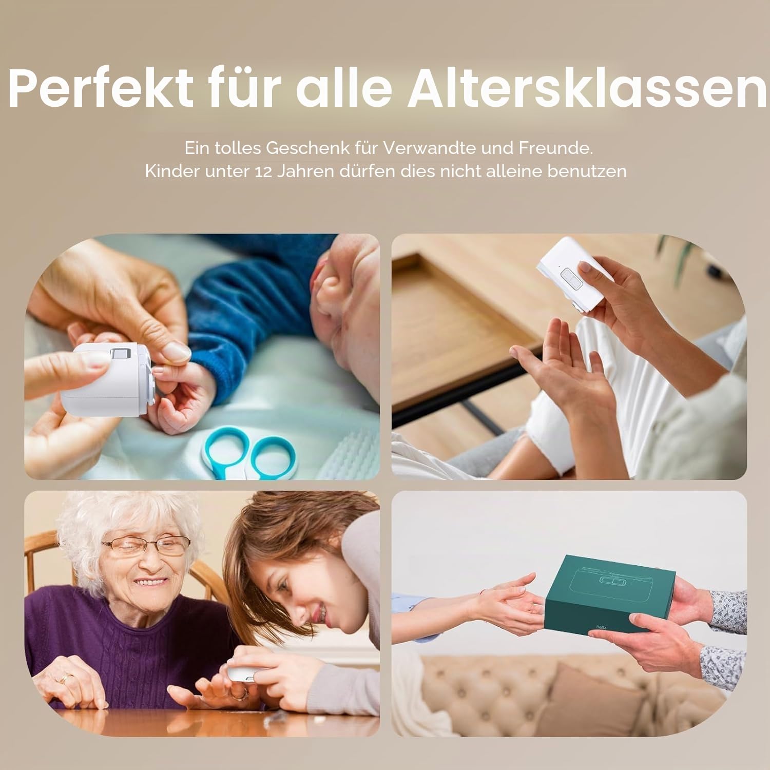 Elektrischer 2-in-1 Nagelknipser, Automatischer Nagelschneider & Nagelfeile, Wiederaufladbar mit LED-Licht, Schmerzfrei & Leise, Sicher & Präzise für Babys, Kinder, Erwachsene & Senioren