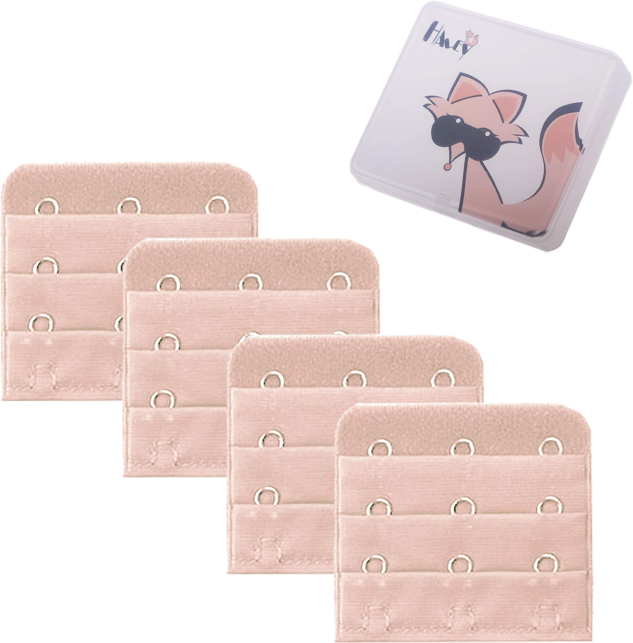 Haley Party Bra Extenders 3-4 Hook Bra Strap Extender for Plus Size Bra Extensions (4 PCS-Pack)