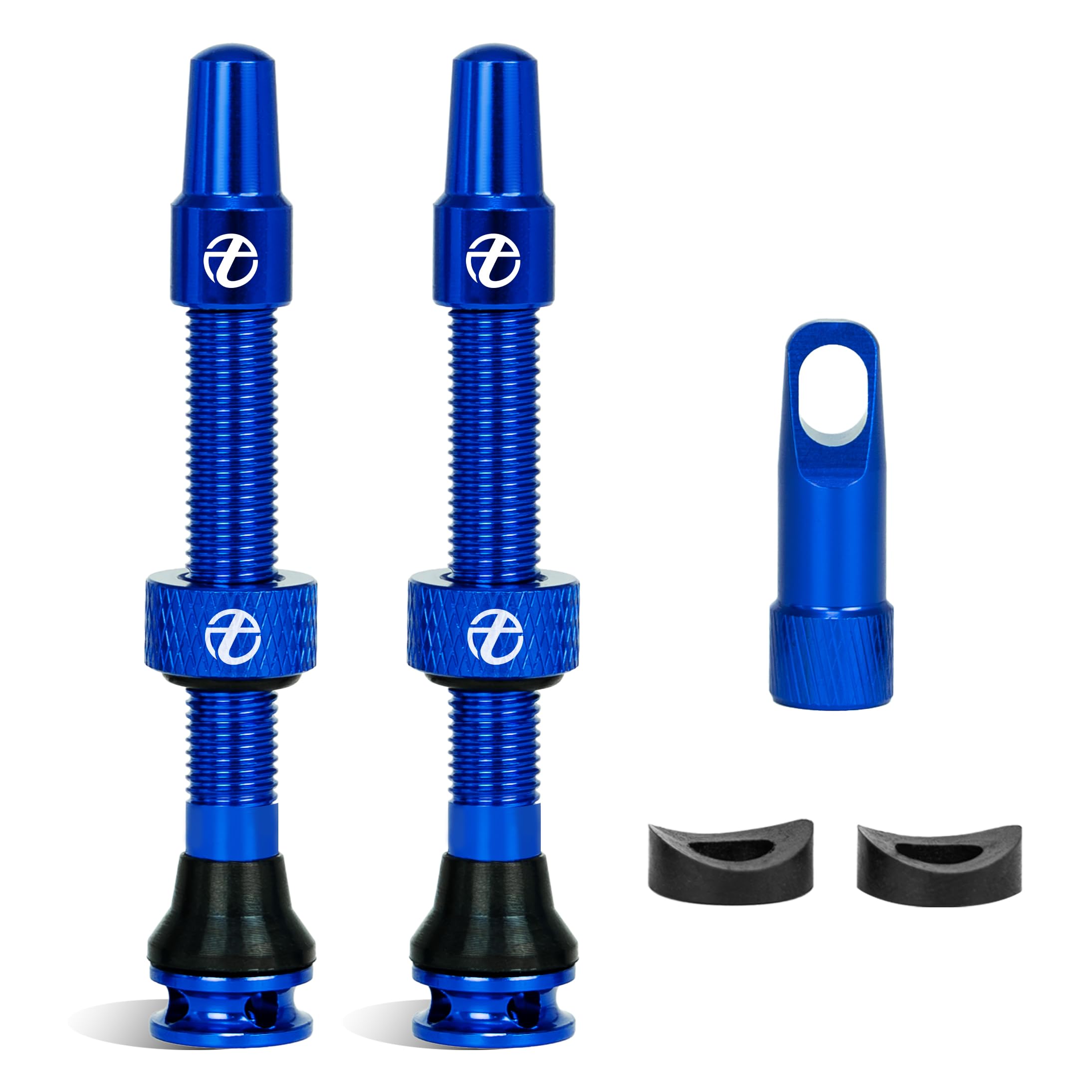 Thinvik Presta trzpień zaworu bezdętkowego 48 mm super lekki stop do opon bezdętkowych - 2 bezdętkowe trzpienie zaworu (z nasadką zaworu ze stopu aluminium) + narzędzie do usuwania rdzenia zaworu