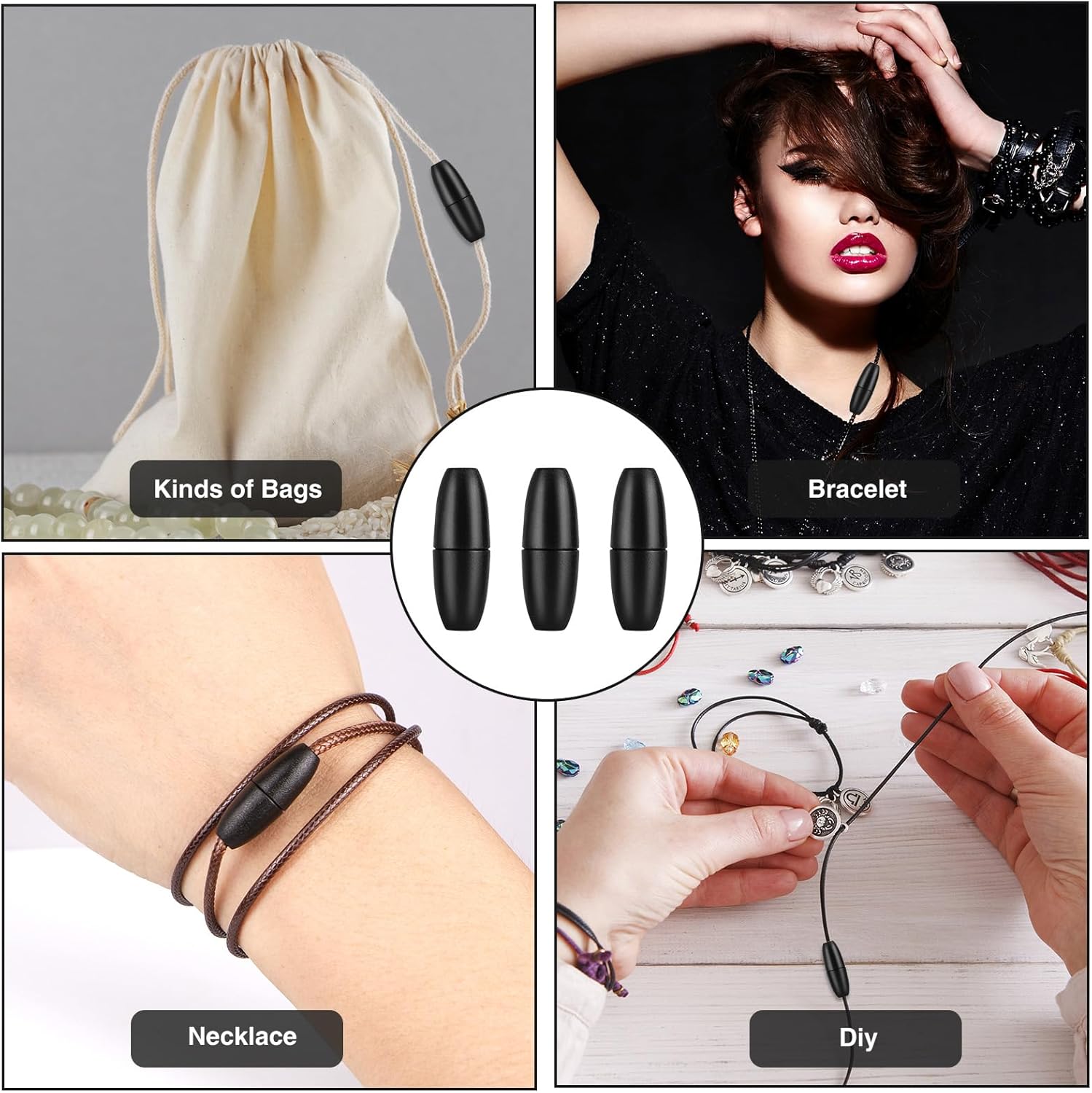 100PCS Breakaway Clasps for Jewelry Making - 25mm Safety Lanyard Clasps, Black Plastic Bead Connectors for Necklace, Bracelet, Keychain,Hangers,Lanyards (Black) - Image 7