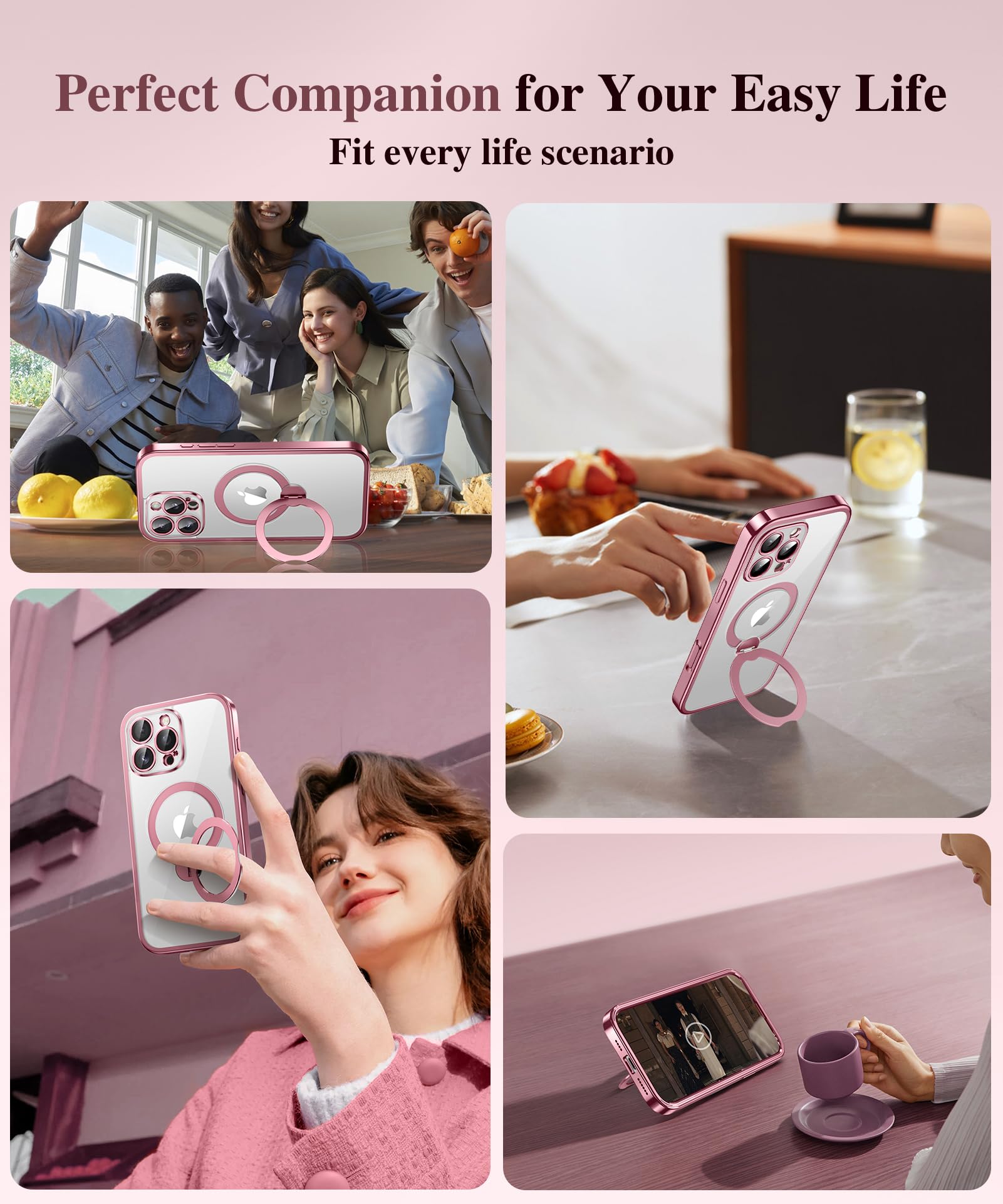 BERFY Magnetic For IPhone 16 Pro Max Case 6.9", [Compatible With Magsafe] Built-in 9H Tempered Glass Screen Protector & Upgraded Camera Protection, Full-Body Plating Phone Case For 16 ProMax, Black