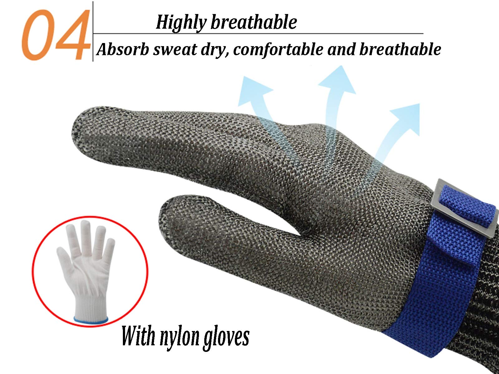 Guantes Anticortes, Guantes Resistentes a Cortes, Nivel 5 de protección, para Cocina, Restaurante, jardinería, Seguridad Laboral, 7 tamaños, Grado alimenticio.