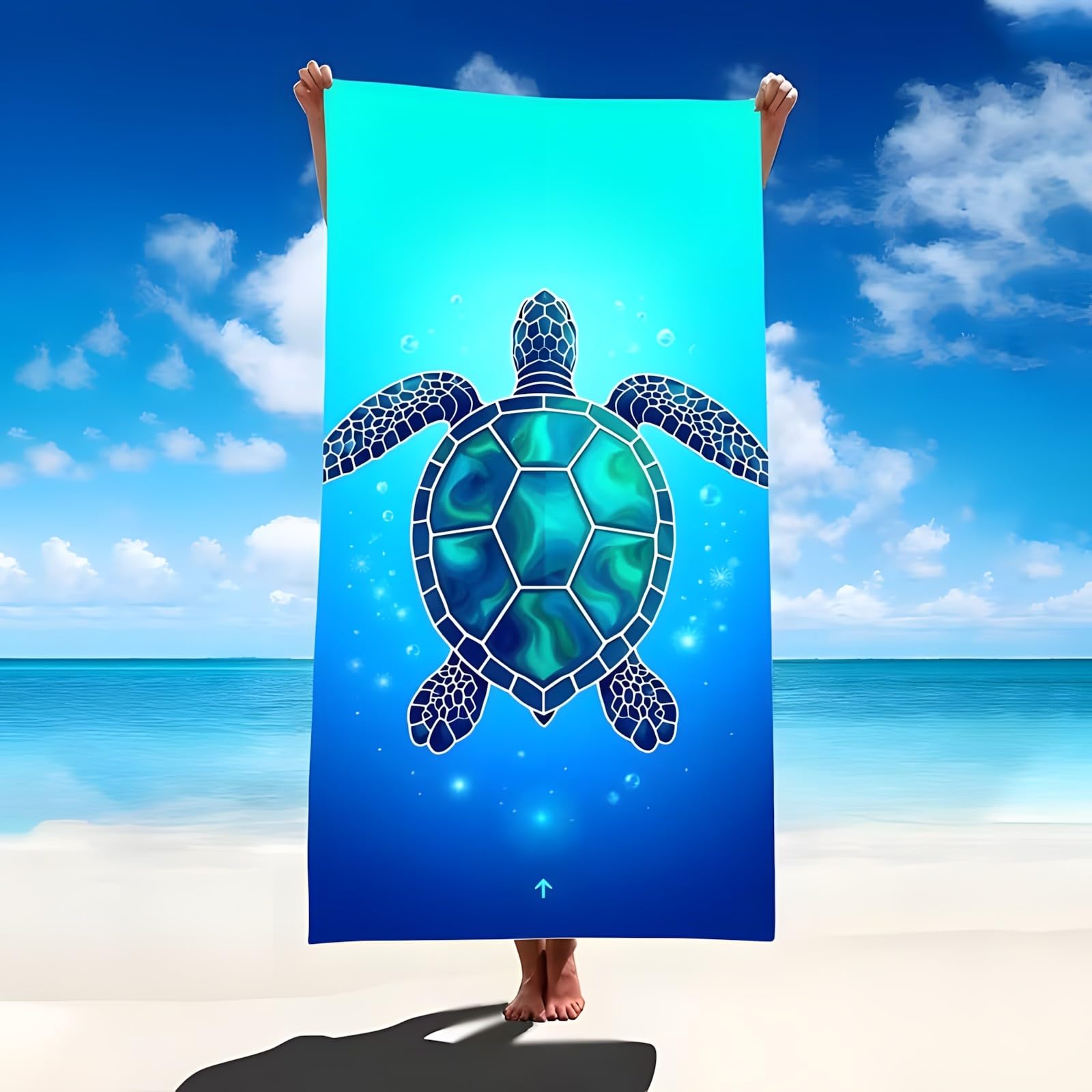 YZQGLHP Turtle Microfibre Beach Towel Sea Creatures Beach Bath Towel Quick Drying, Lightweight, Sand-Free, Durable, for Pool, Gym, Camping, Travel Towel 90x160cm