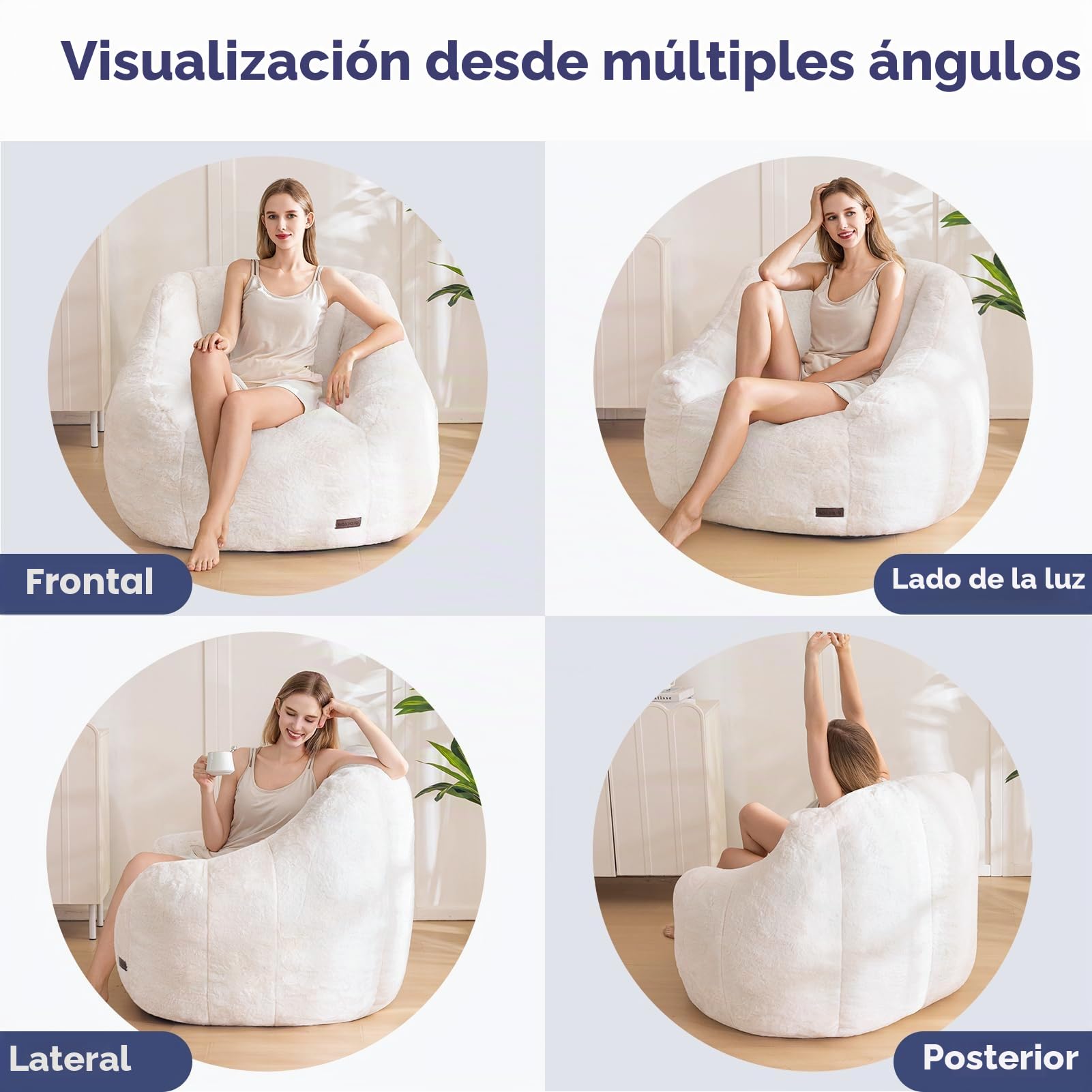 MAXYOYO Sillón Puff para Adultos o Niños, Suave Suelo de Piel Sintética Individual con Relleno, Cómodo Sofá Puff con Respaldo, Sillón Decorativo para Sala y Dormitorio