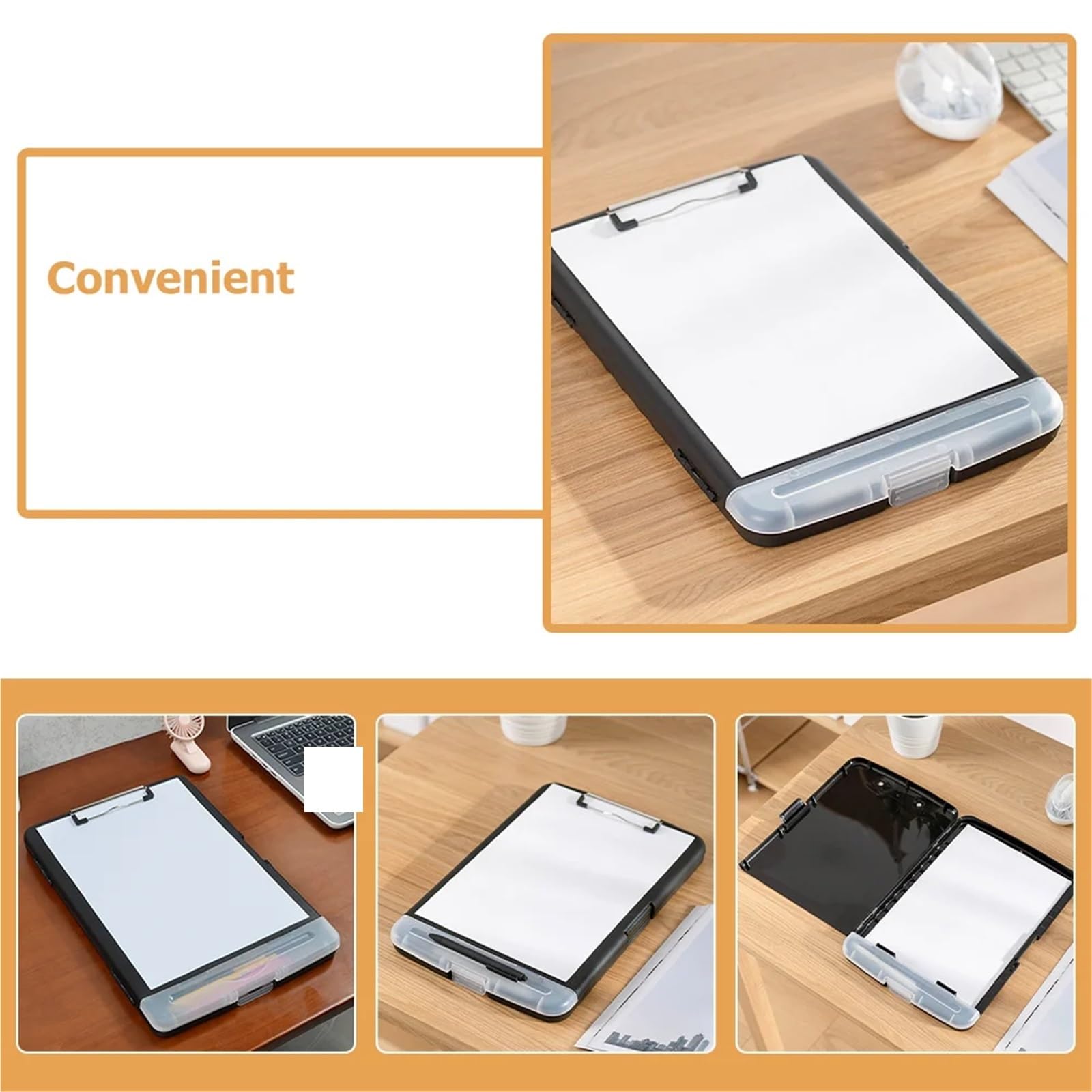 Portapapeles portátil A4, carpeta de plástico con Clip for almacenamiento, soporte for carpetas oficina, ligero y práctico, 3 uds Para la oficina