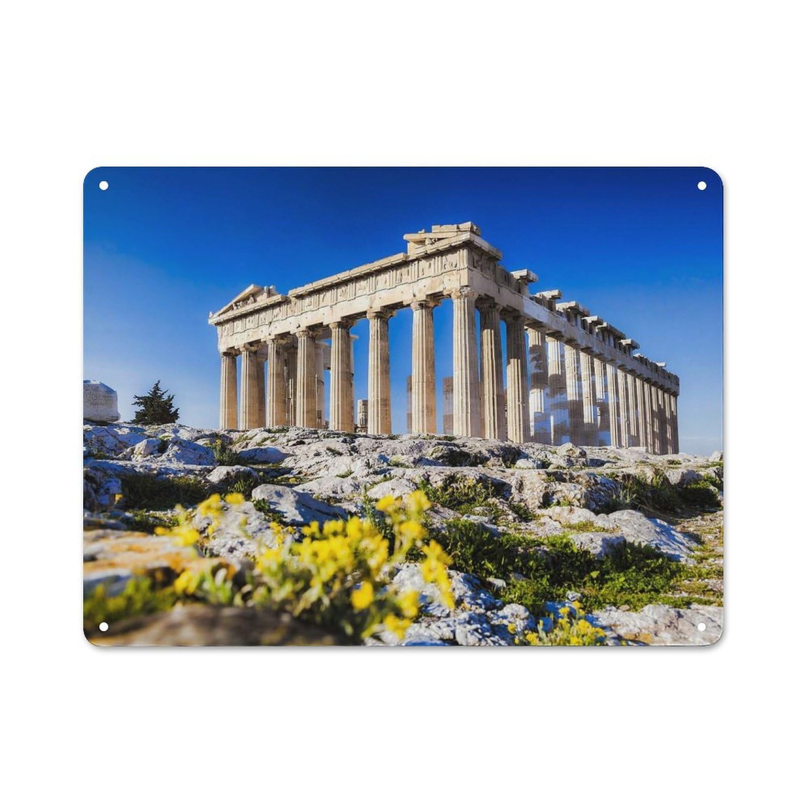 Junmoney Style-21 Parthenon Acropolis Athens Metal Wall Art Sign 30X40cm, Modern Retro Urban Room Decor For Modern Home, Workshop, Office Or Cafe
