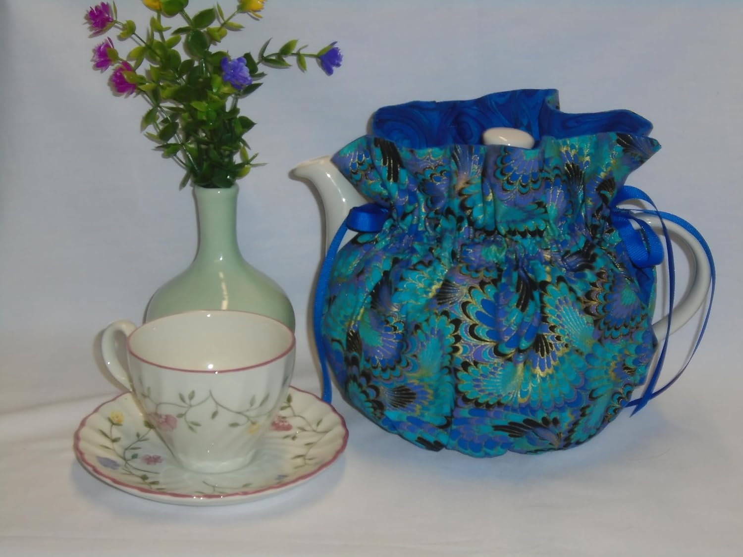 Pretty Blue Abstrack 6 Cup Reversible Tea Pot Cozy