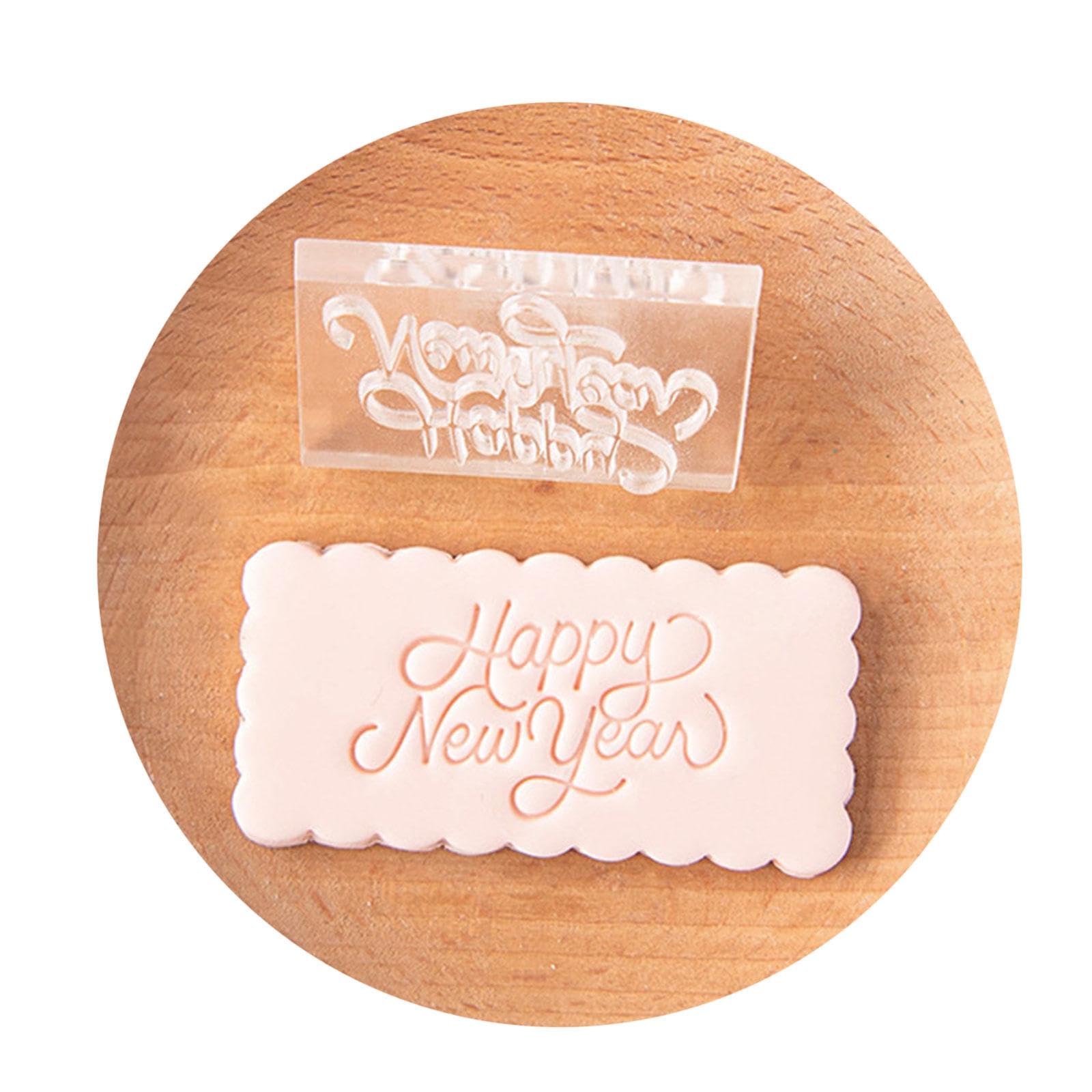 MALSSE Clear Pattern New Year Fondant Molds New Year Treats Creating Letter Embosser Ideal for Beginner and Experts Family Baking Fun