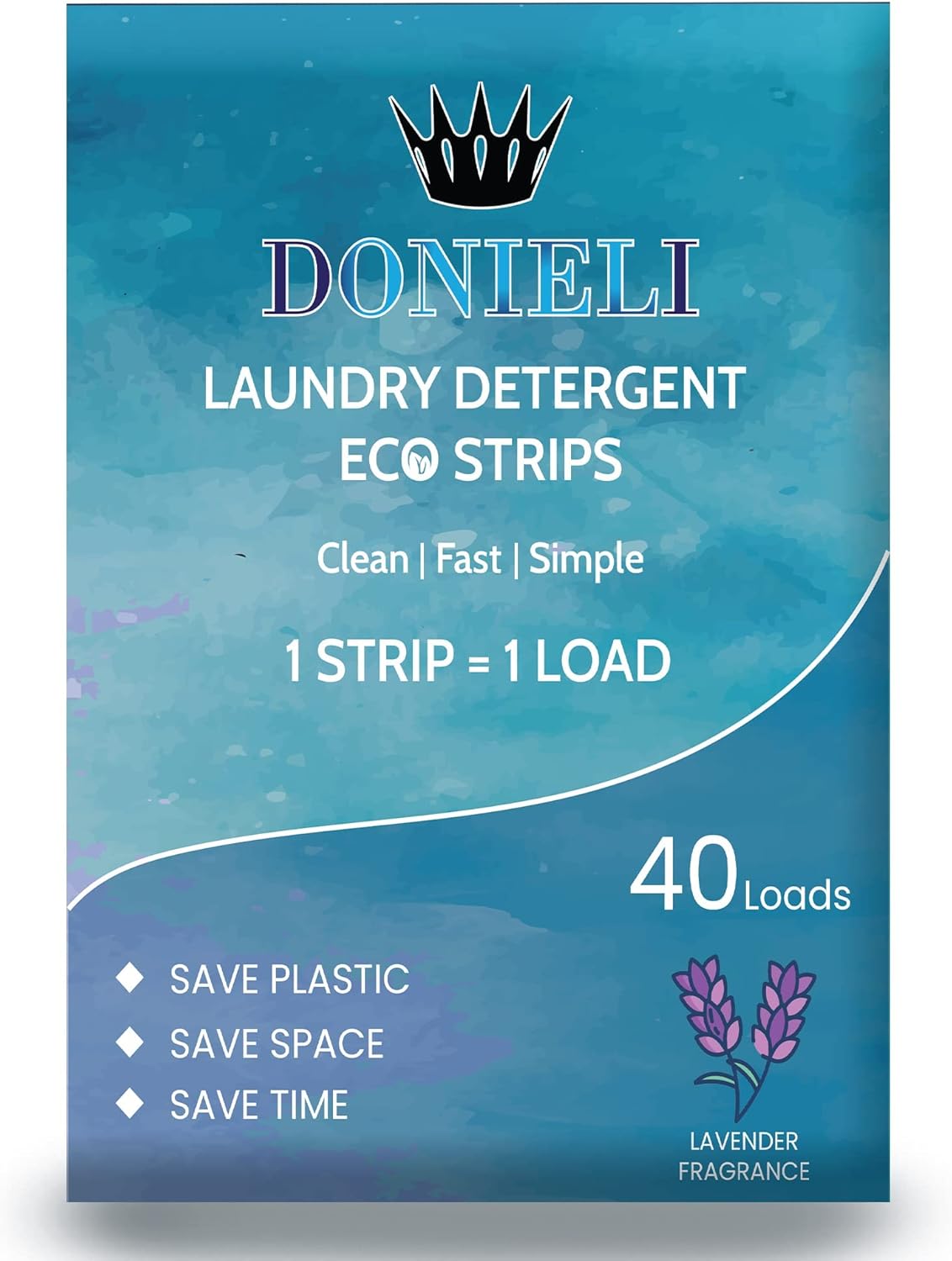DONIELI Eco Friendly Laundry Detergent Strips, 40 Loads Lavender