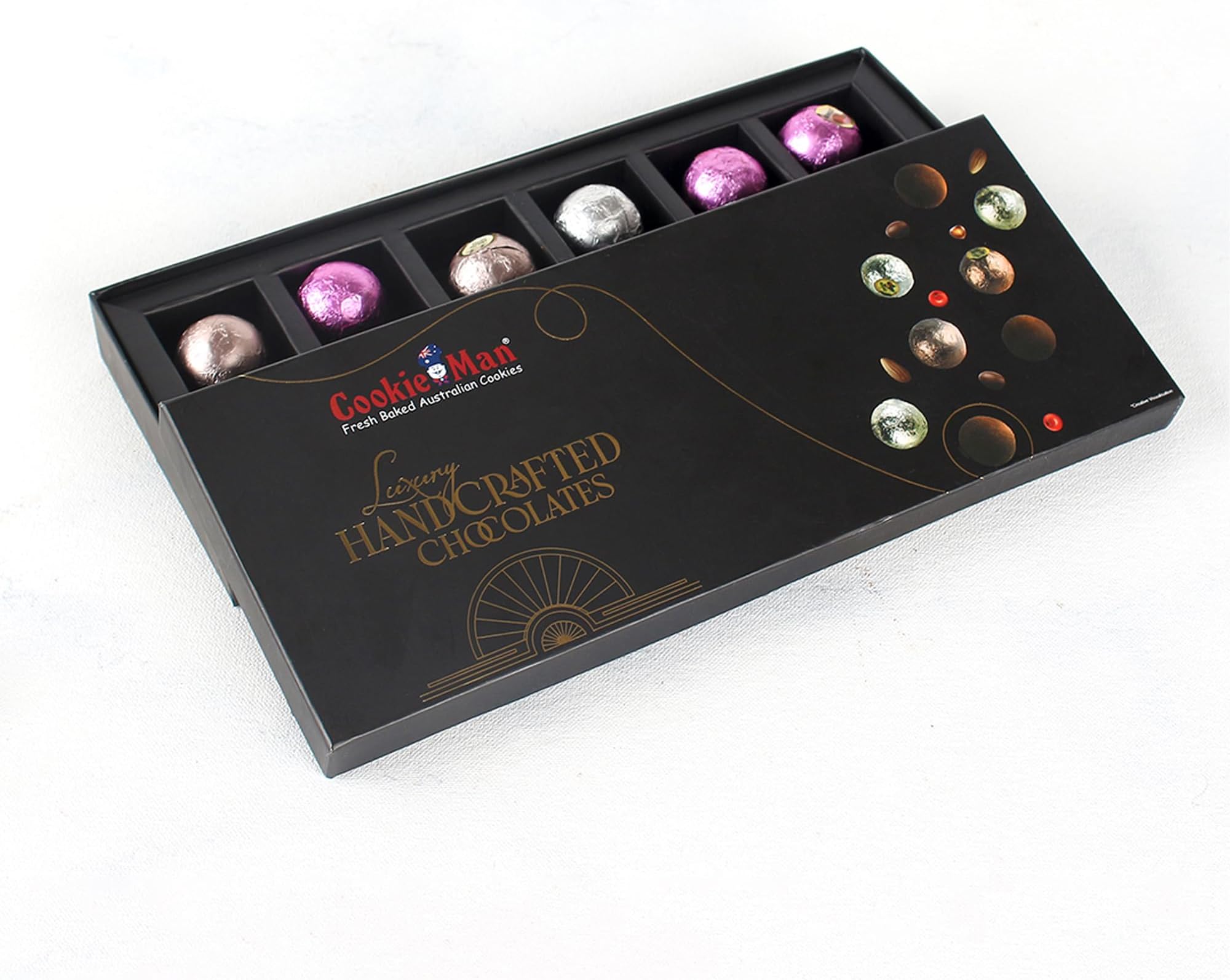 Luxury Center Filled Truffle Chocolates Gift Pack | 12 Pcs Assorted Chocolate Box | Perfect for Gifting | Chocolates comes in Strawberry, Hazelnut, English Toffee, 140g