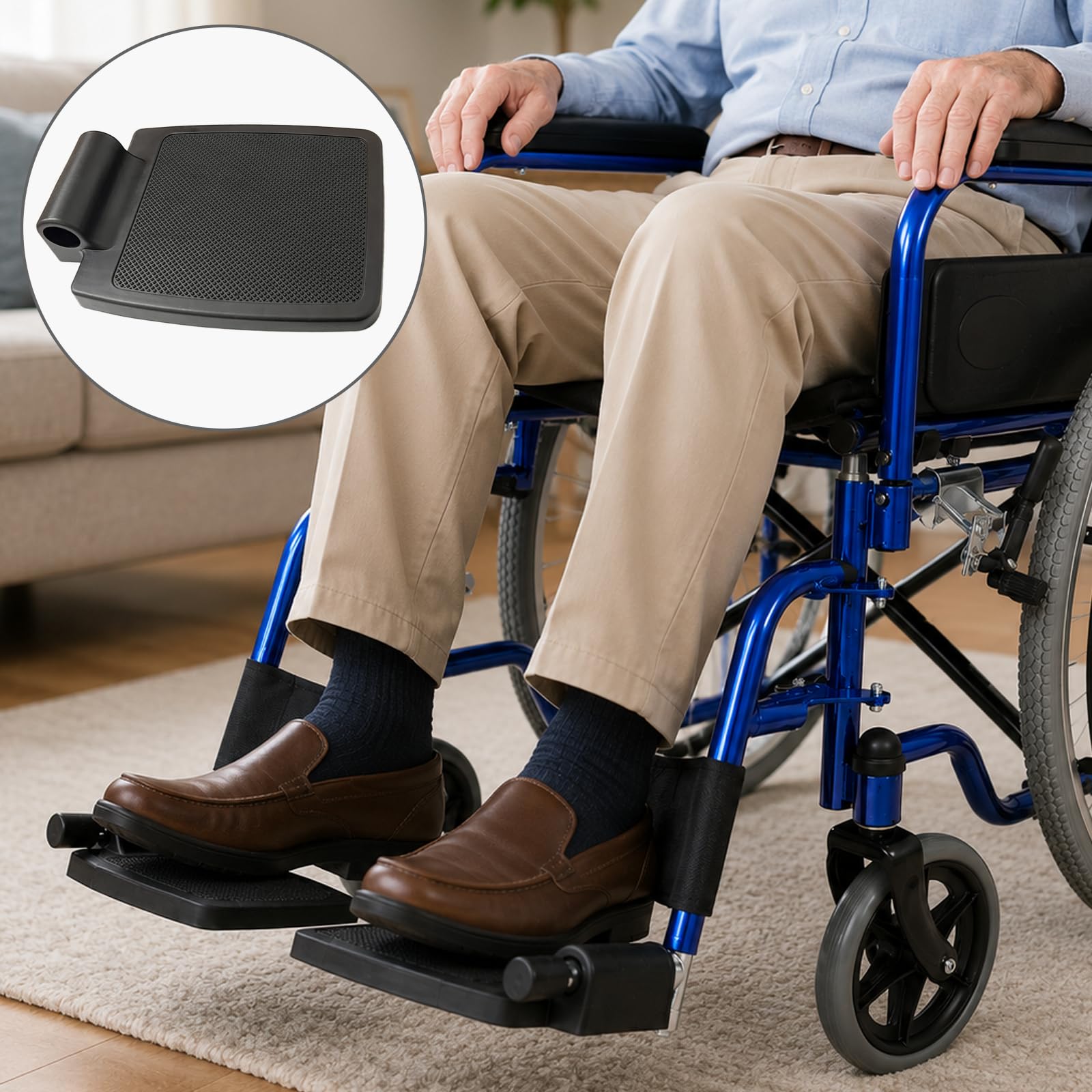 Reemplazo universal de reposapiés para silla de ruedas, almohadilla para reposapiés de pedal de pierna, montaje de tubo de 7/8", se adapta a la mayoría de las sillas de ruedas, 1 pieza