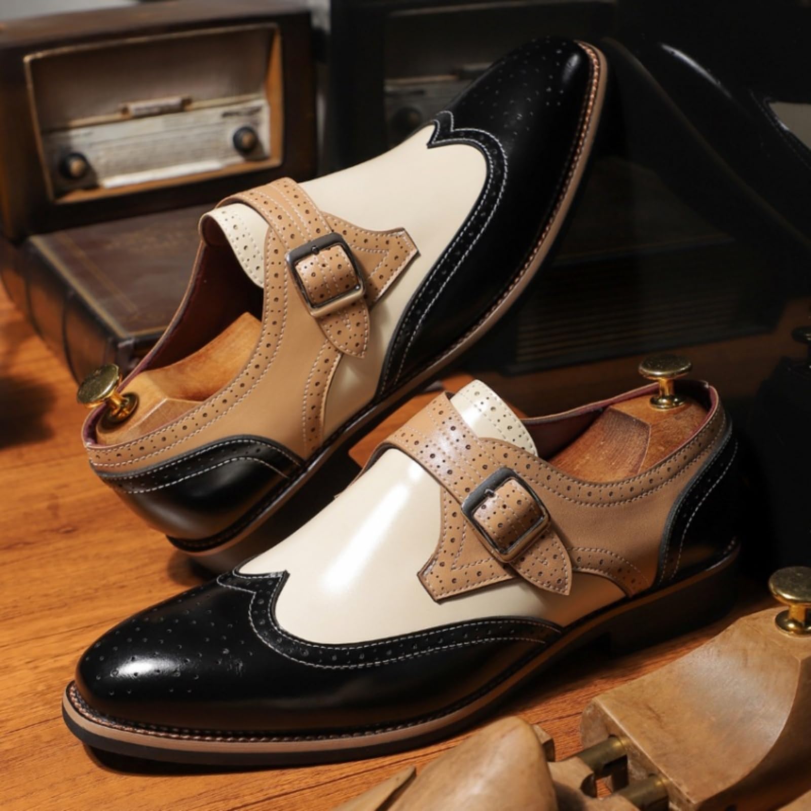 Hixingo Scarpe Stringate Uomo in Pelle | Scarpe Eleganti da Abito comoda Design classico ideale per ufficio, lavoro, matrimoni, cerimonie ed eventi formali