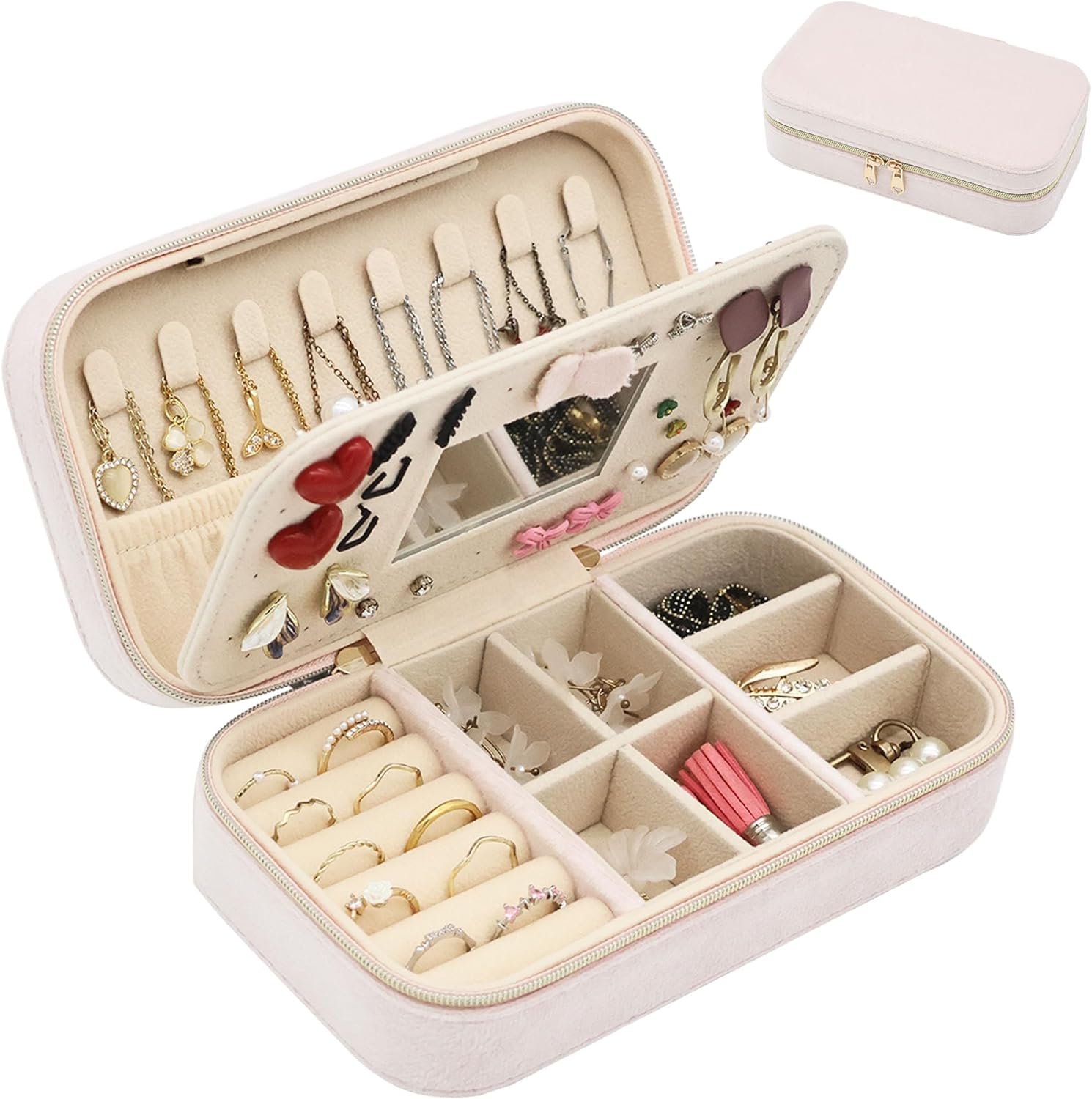 Boxudeli Travel Jewellery Box Small Jewellery Organiser Velvet