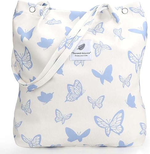 Vista 182 de Tote - Bolsa de hombro reutilizable de pana de gran capacidad con bolsillos interiores para mujeres y niñas Rayas