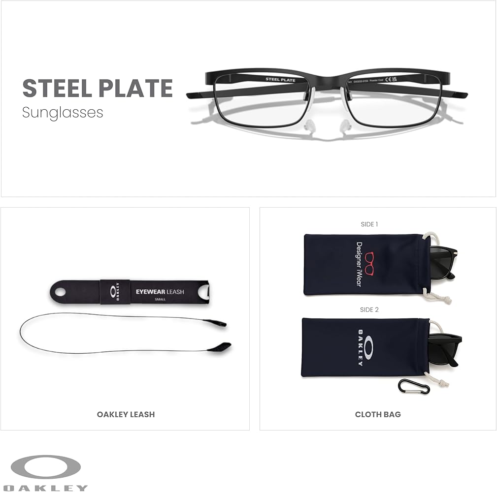 Amazon.com: Oakley Steel Plate OX3222 OX322201 52MM Powder Coal