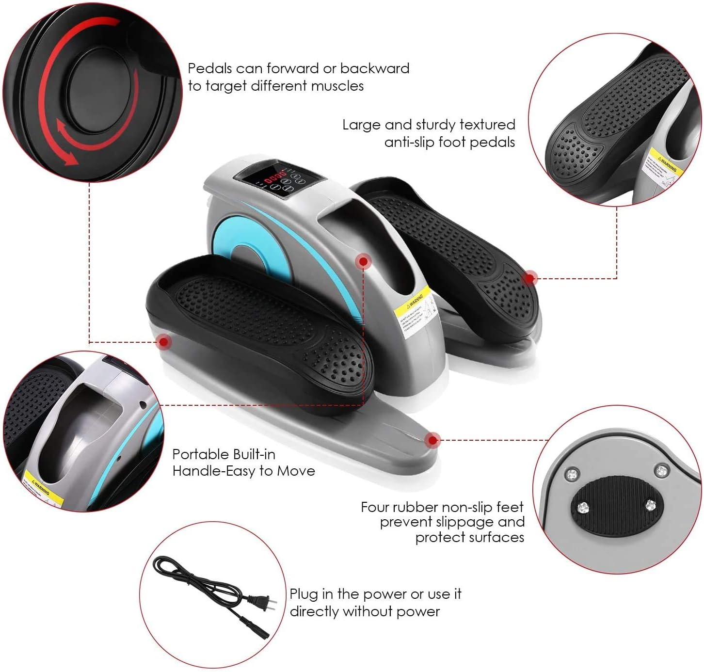 ANCHEER Under Desk Cycle, Indoor Mini Pedal Exerciser, Under Desk Bike Elliptical Machine with Built in Display Monitor : Sports & Outdoors