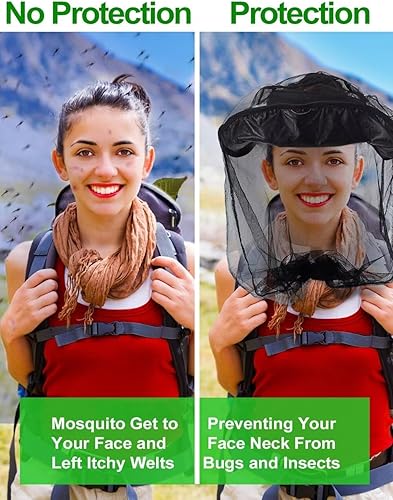 Miniatura 4 de wohohoho Malla de malla para la cabeza de mosquito con cordón, malla facial para sombreros, protector facial de malla para hombres y mujeres, red de