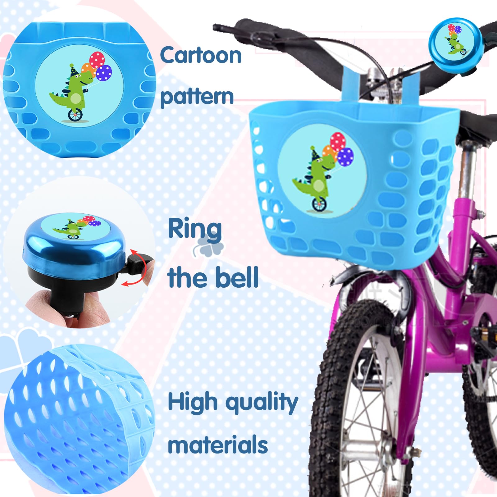 Lot De 2 Sonnettes De Vélo Enfant - Design Dinosaure, Pour Guidon 2,2cm, Installation Facile Avec Tournevis